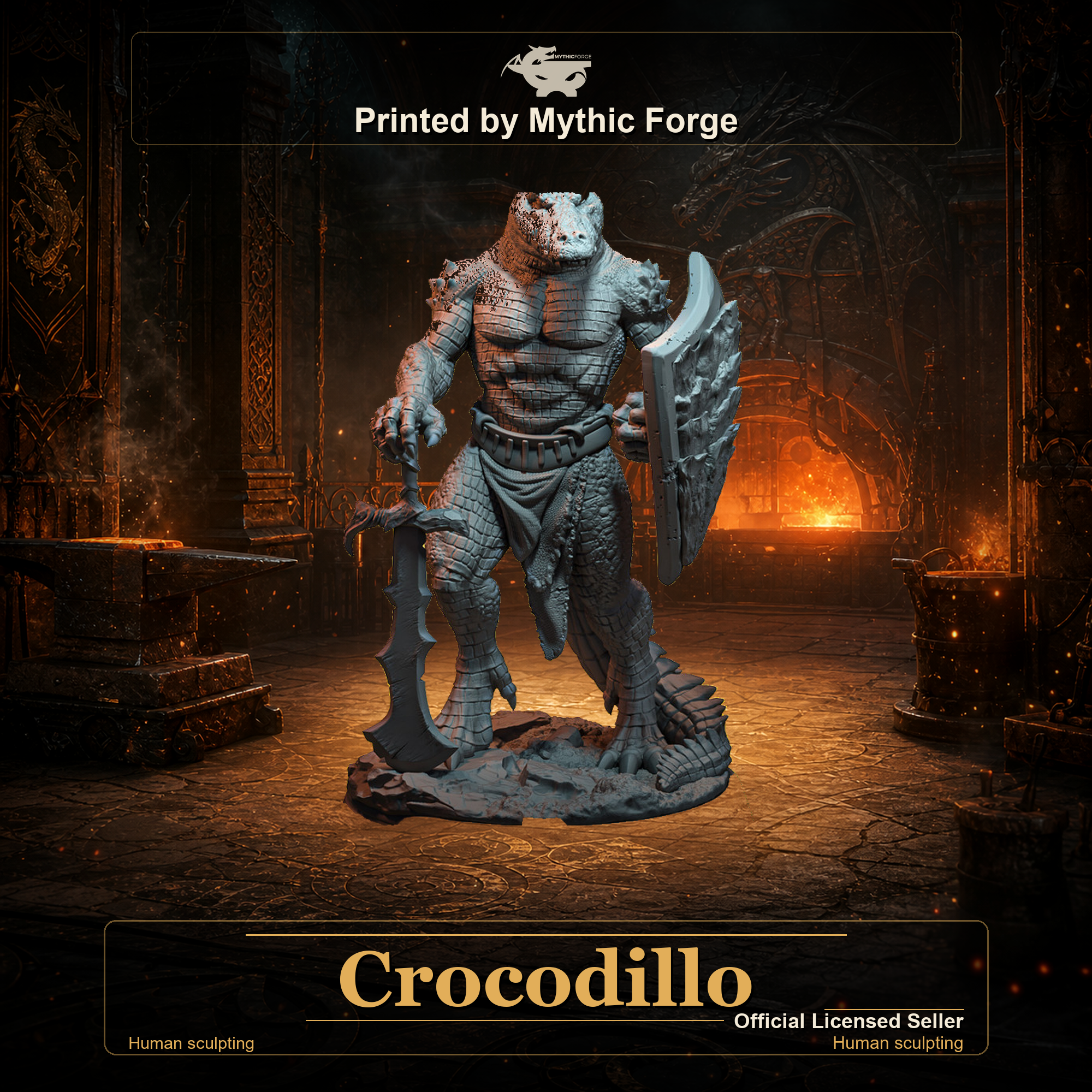 Crocodillo printed by Mythic Forge, official licensed Midas Forge miniature