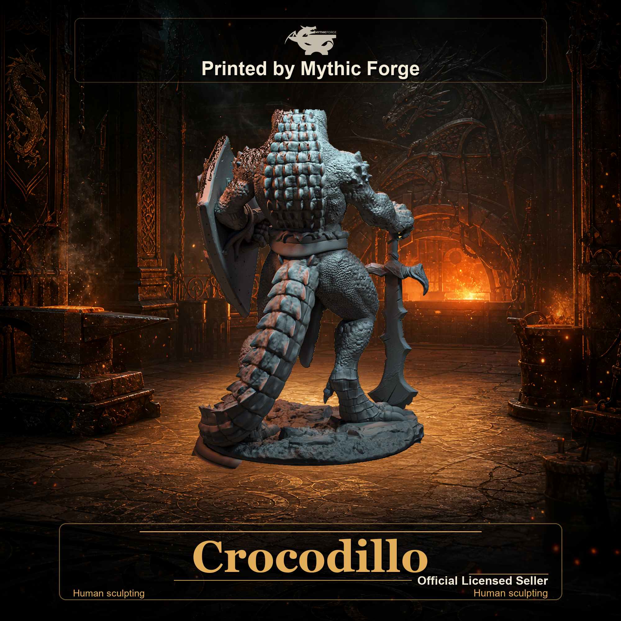 Crocodillo printed by Mythic Forge, official licensed Midas Forge miniature