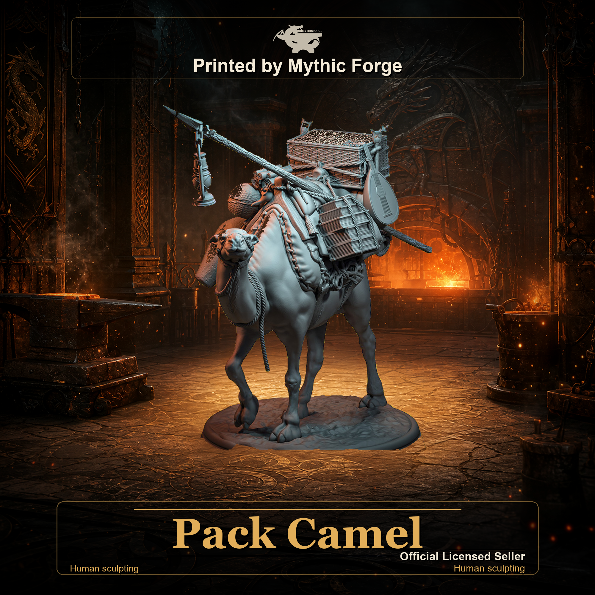 Pack Camel printed by Mythic Forge, official licensed Midas Forge miniature