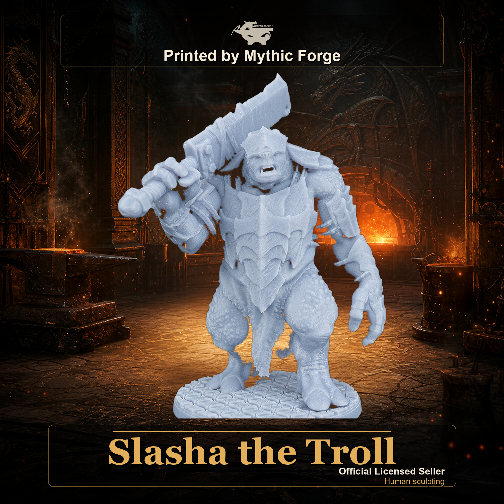 Slasha the Troll printed by Mythic Forge, tabletop RPG miniature