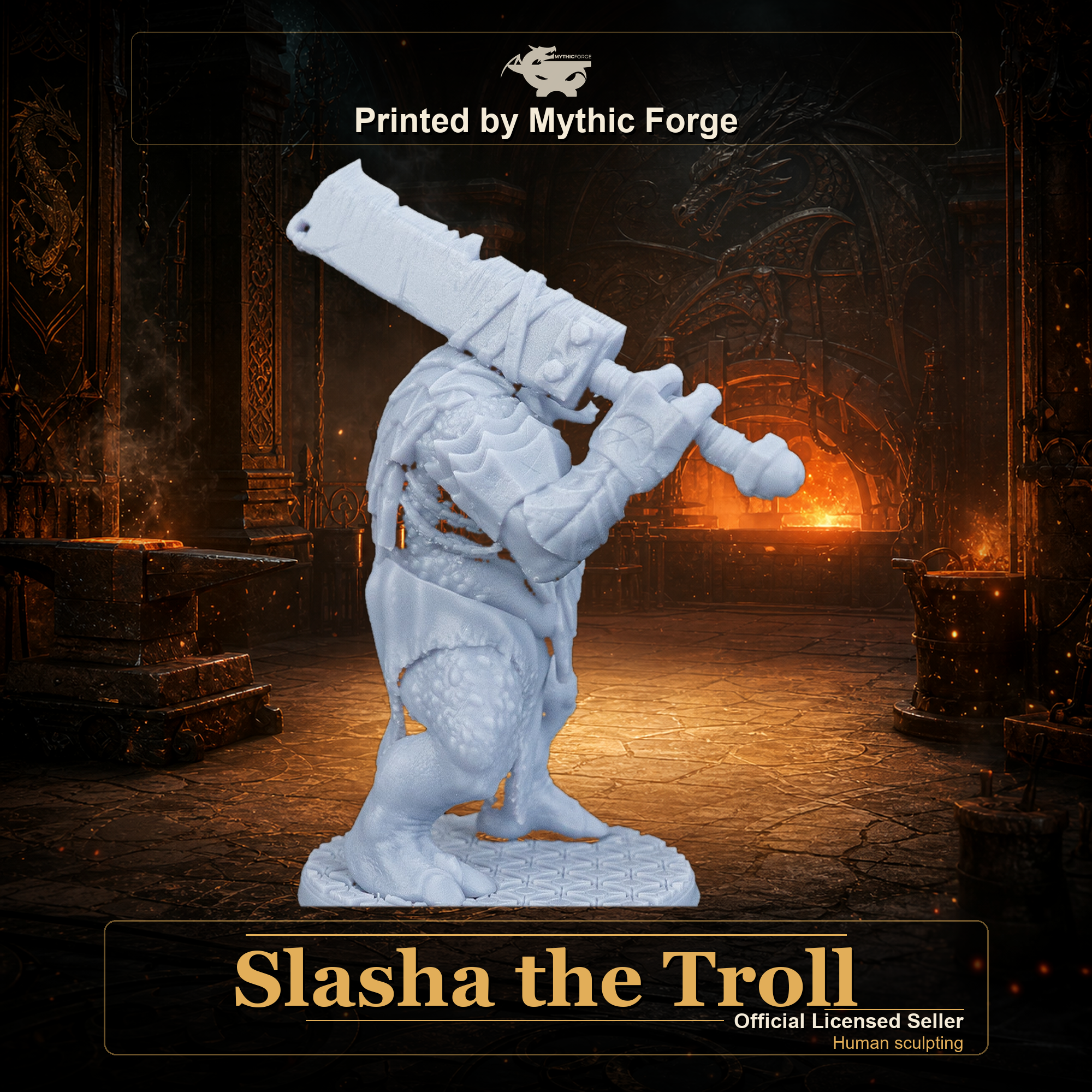 Slasha the Troll printed by Mythic Forge, tabletop RPG miniature