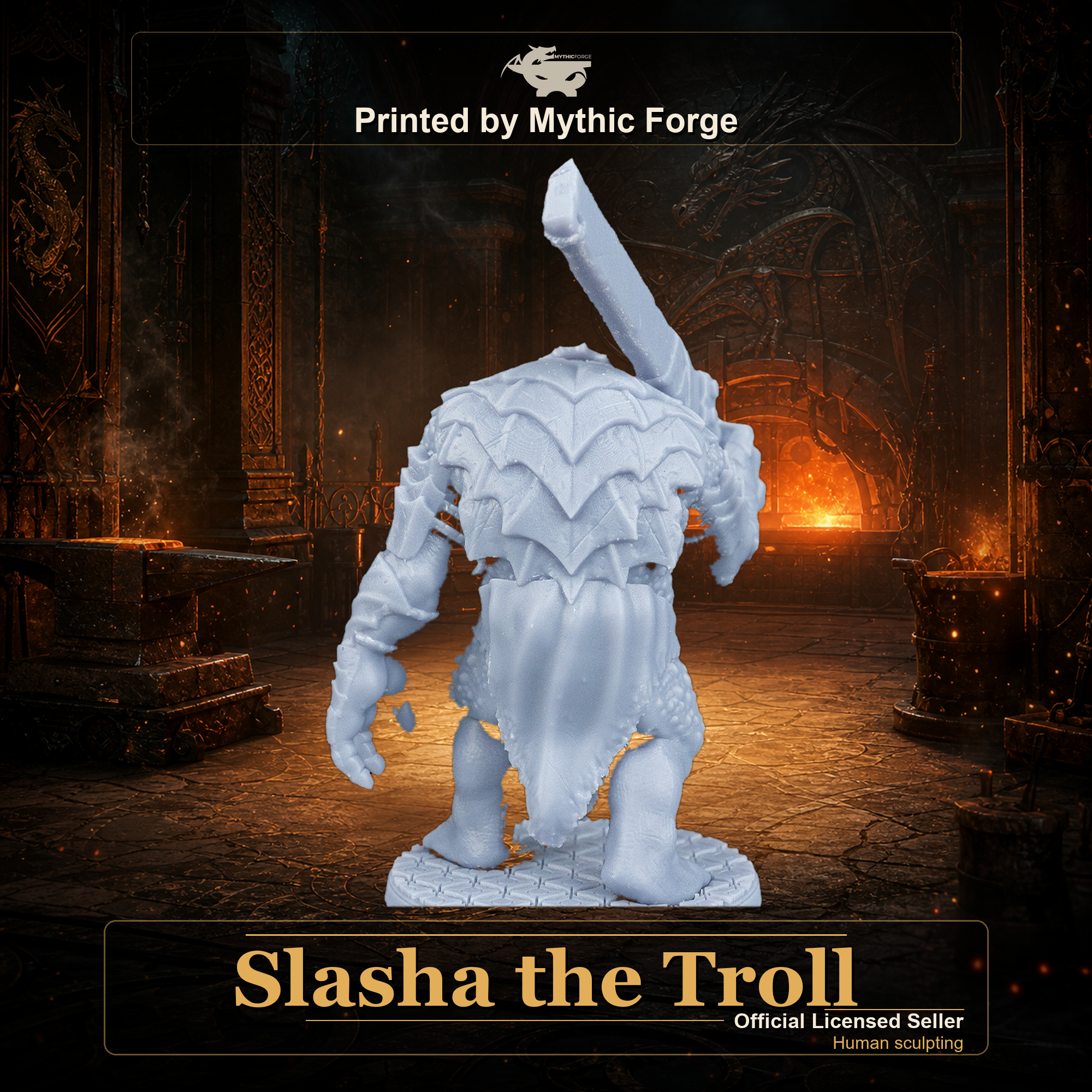 Slasha the Troll printed by Mythic Forge, tabletop RPG miniature
