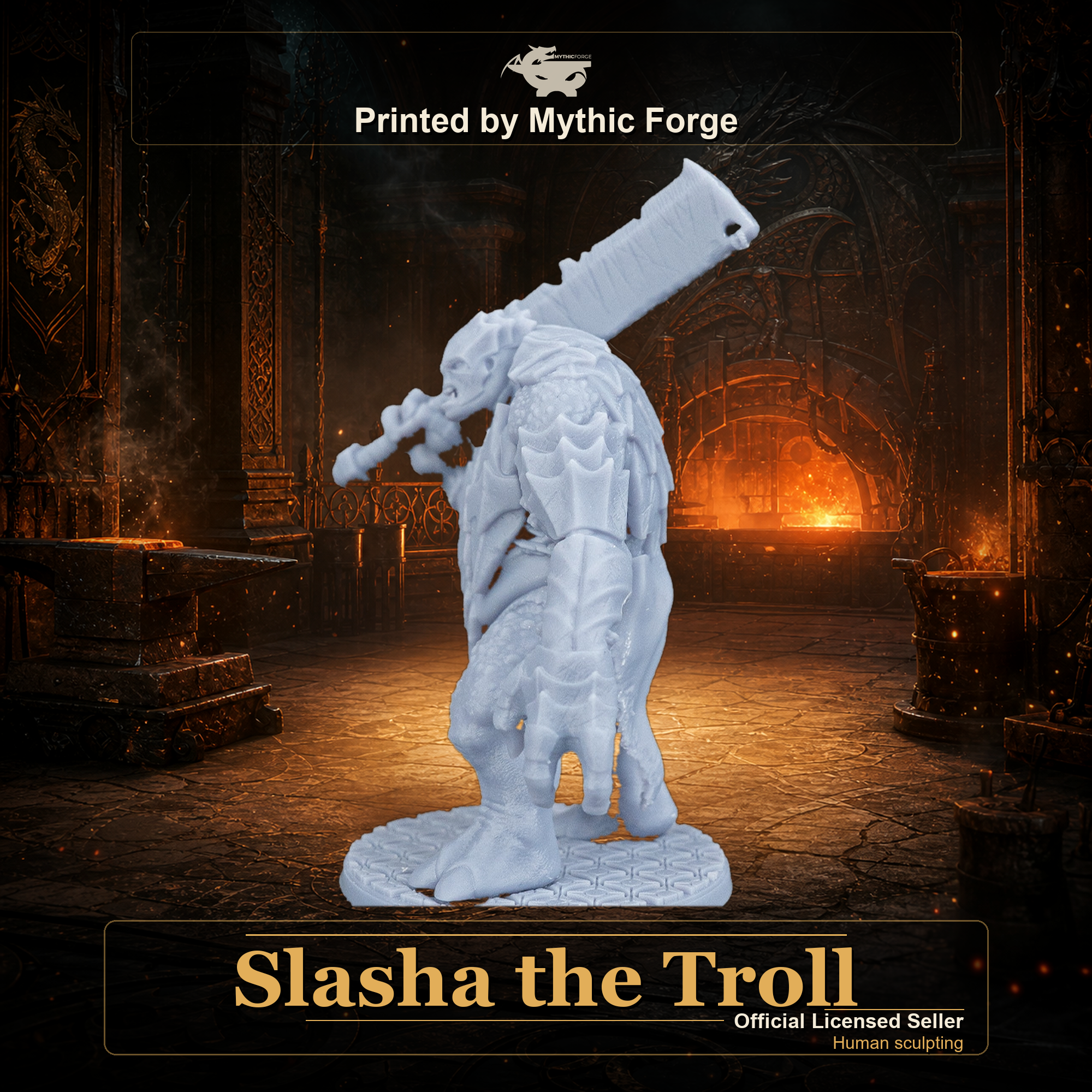 Slasha the Troll printed by Mythic Forge, tabletop RPG miniature