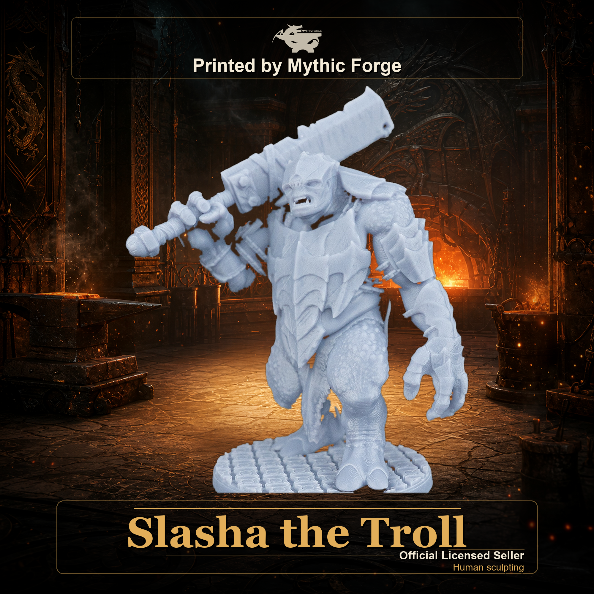 Slasha the Troll printed by Mythic Forge, tabletop RPG miniature