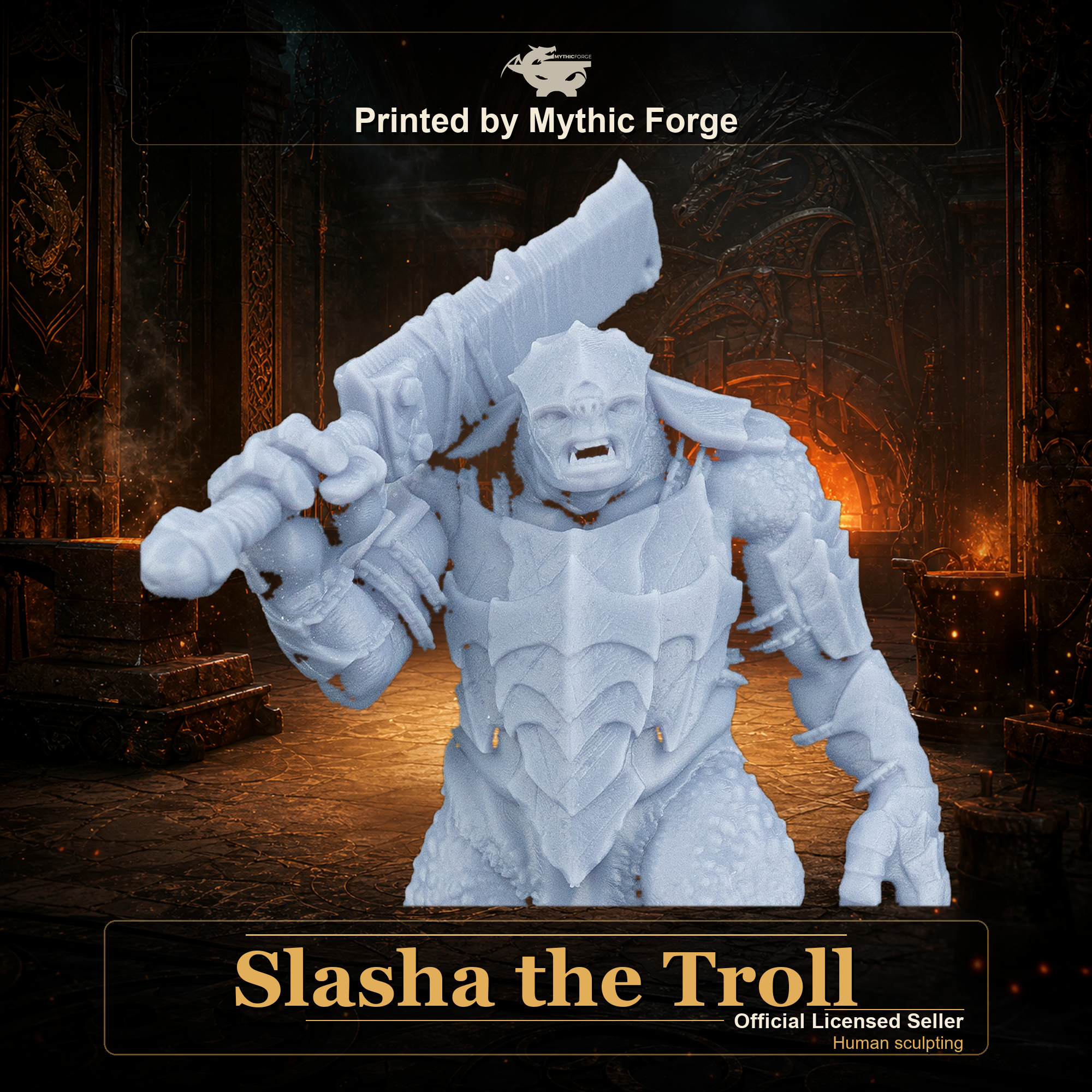 Slasha the Troll printed by Mythic Forge, tabletop RPG miniature