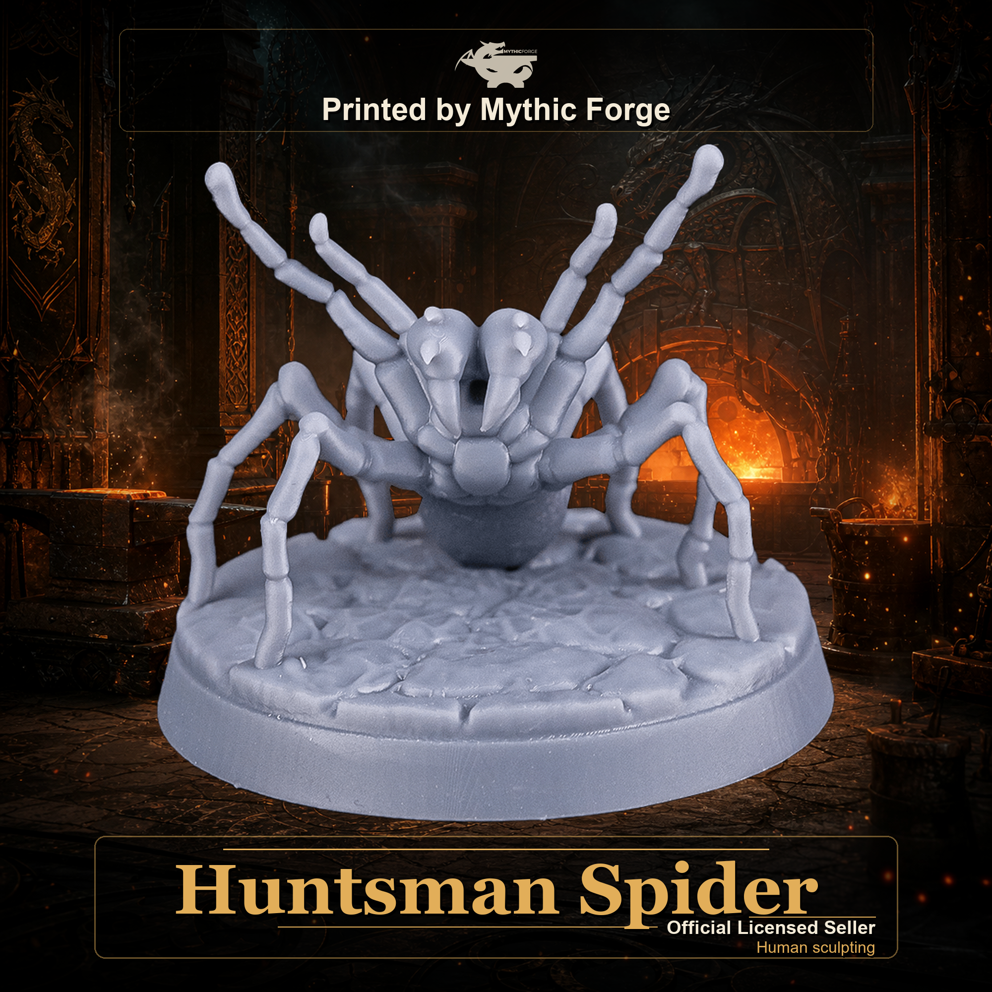 Huntsman Spider printed by Mythic Forge, tabletop RPG miniature