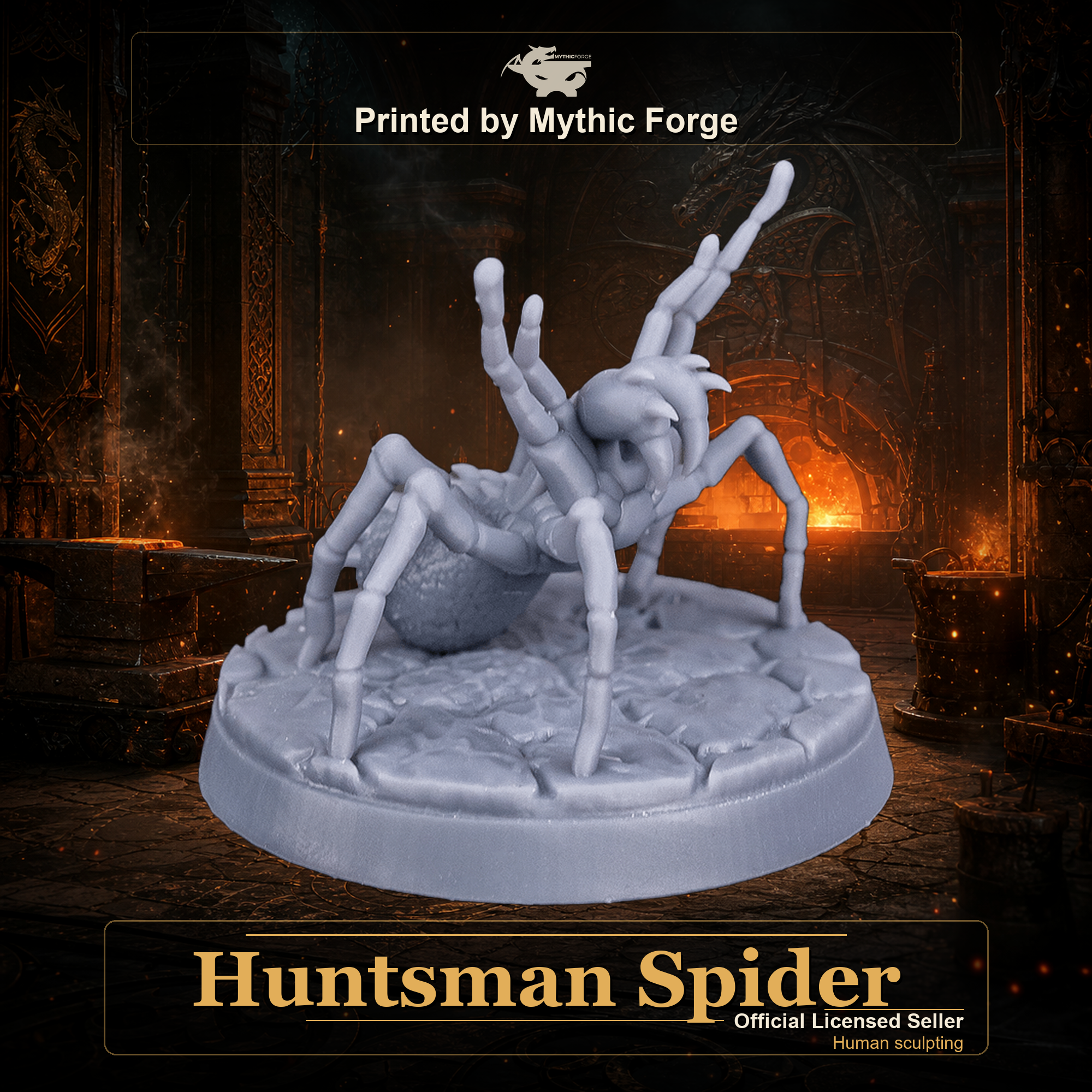 Huntsman Spider printed by Mythic Forge, tabletop RPG miniature