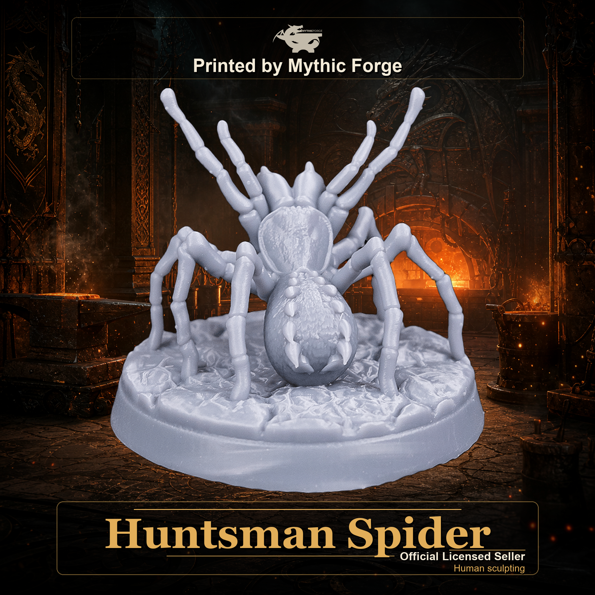 Huntsman Spider printed by Mythic Forge, tabletop RPG miniature