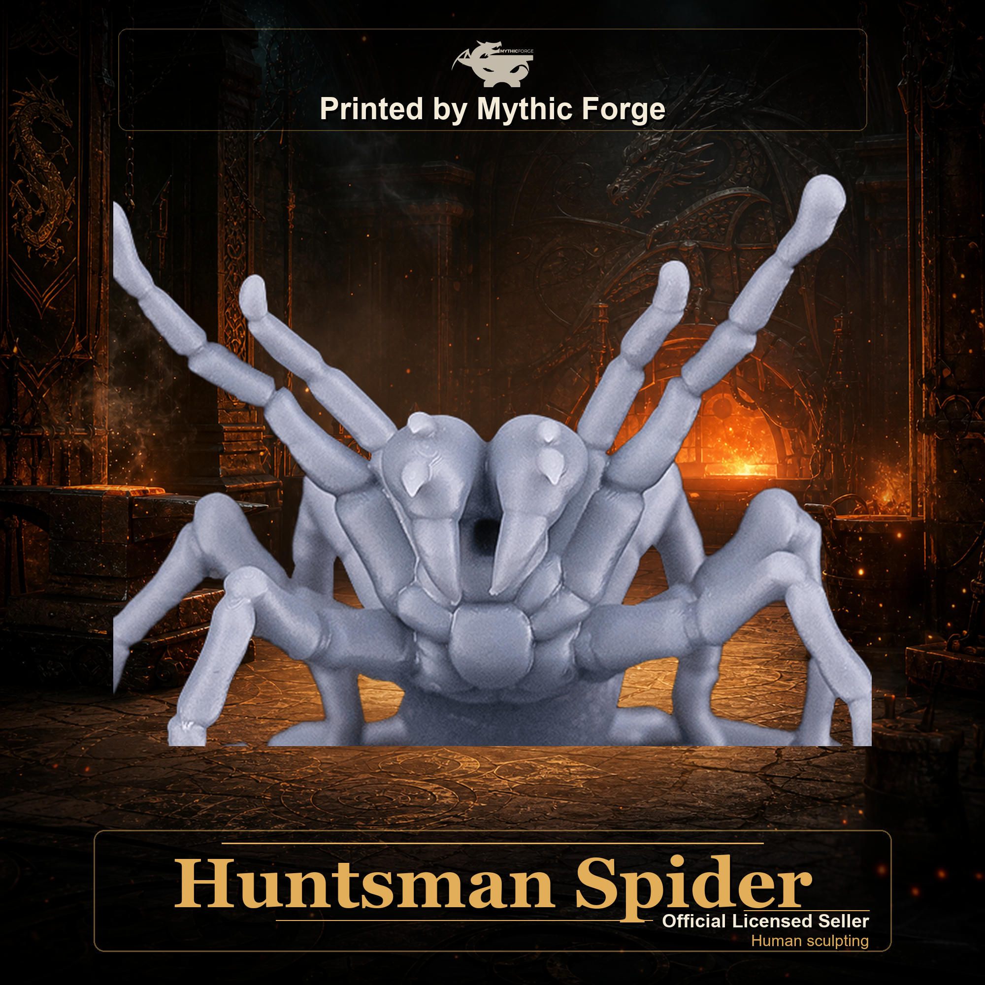 Huntsman Spider printed by Mythic Forge, tabletop RPG miniature