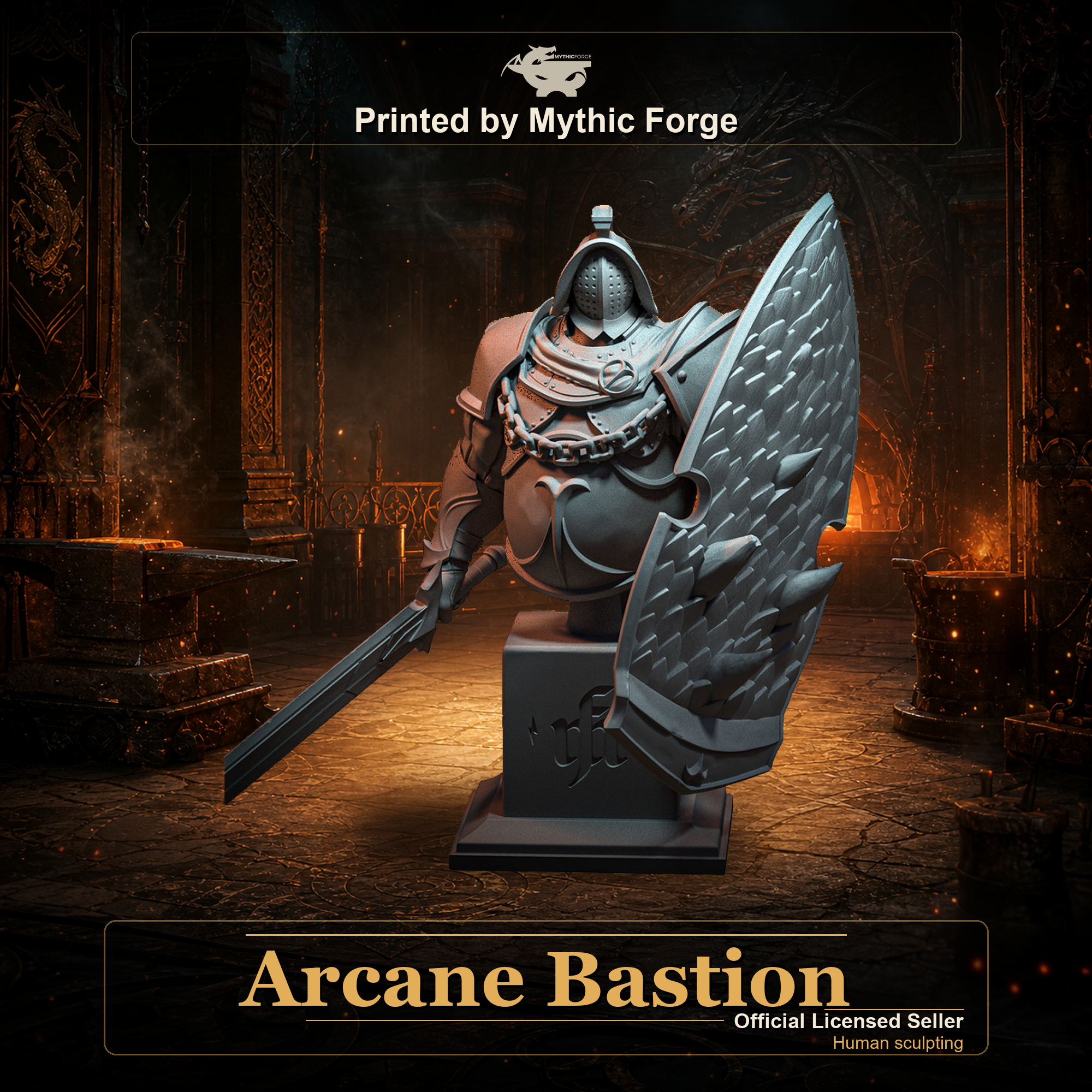 Arcane Bastion (Bust) printed by Mythic Forge, tabletop RPG miniature