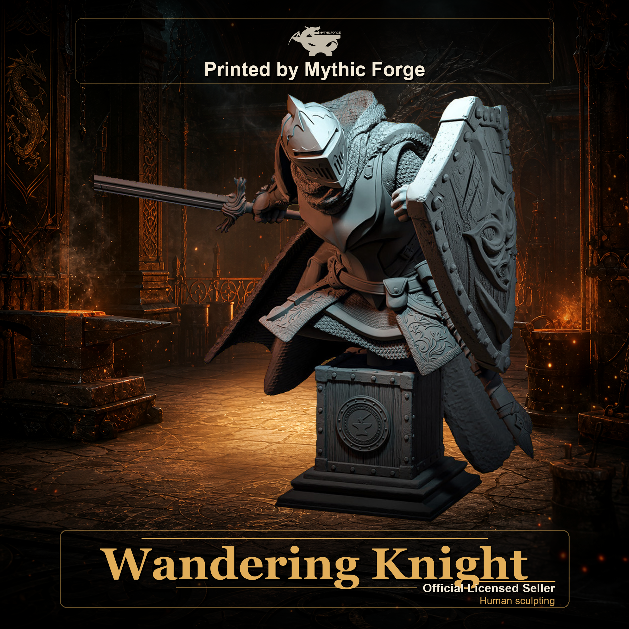 Wandering Knight (Bust) printed by Mythic Forge, tabletop RPG miniature