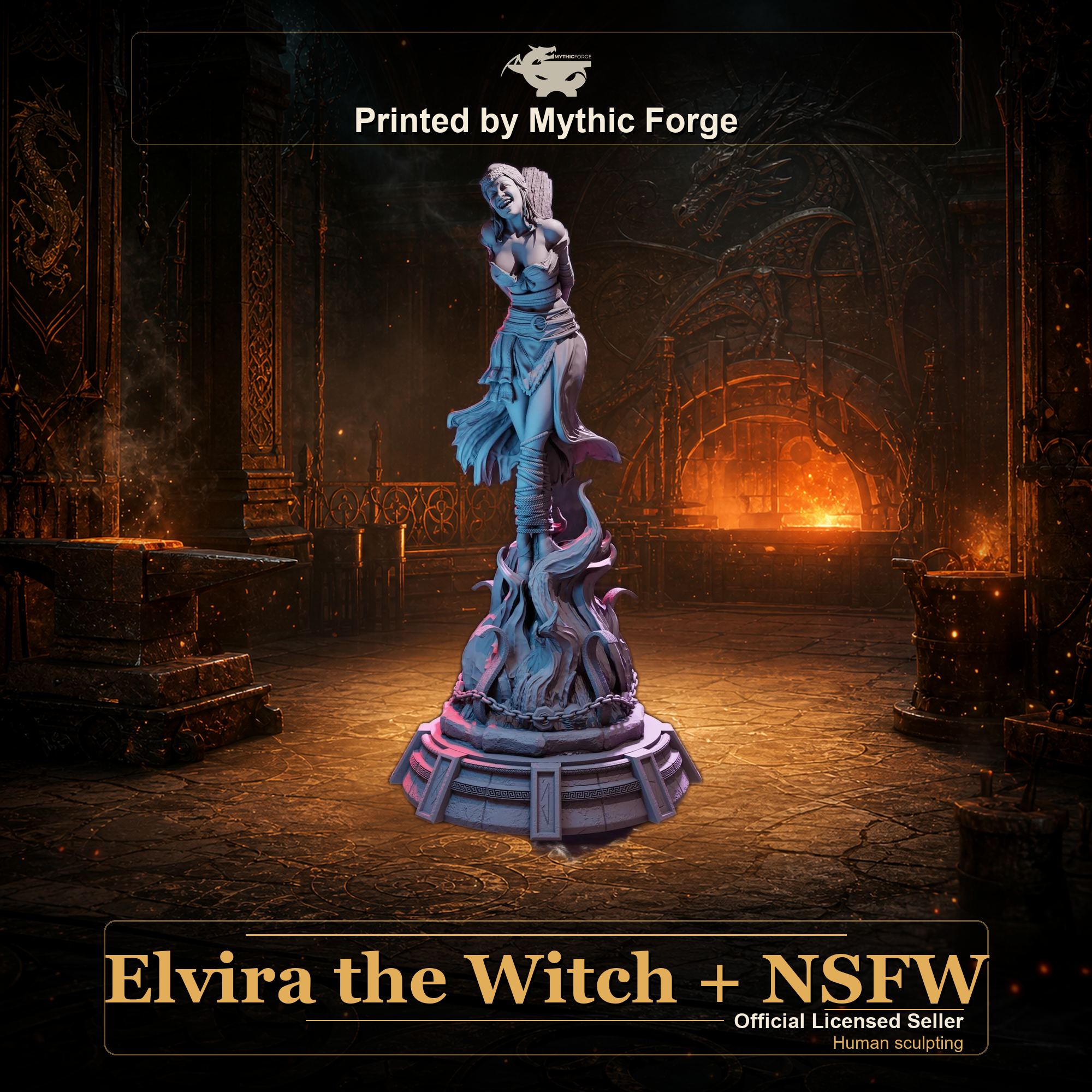 Elvira the Witch Miniature + NSFW printed by Mythic Forge