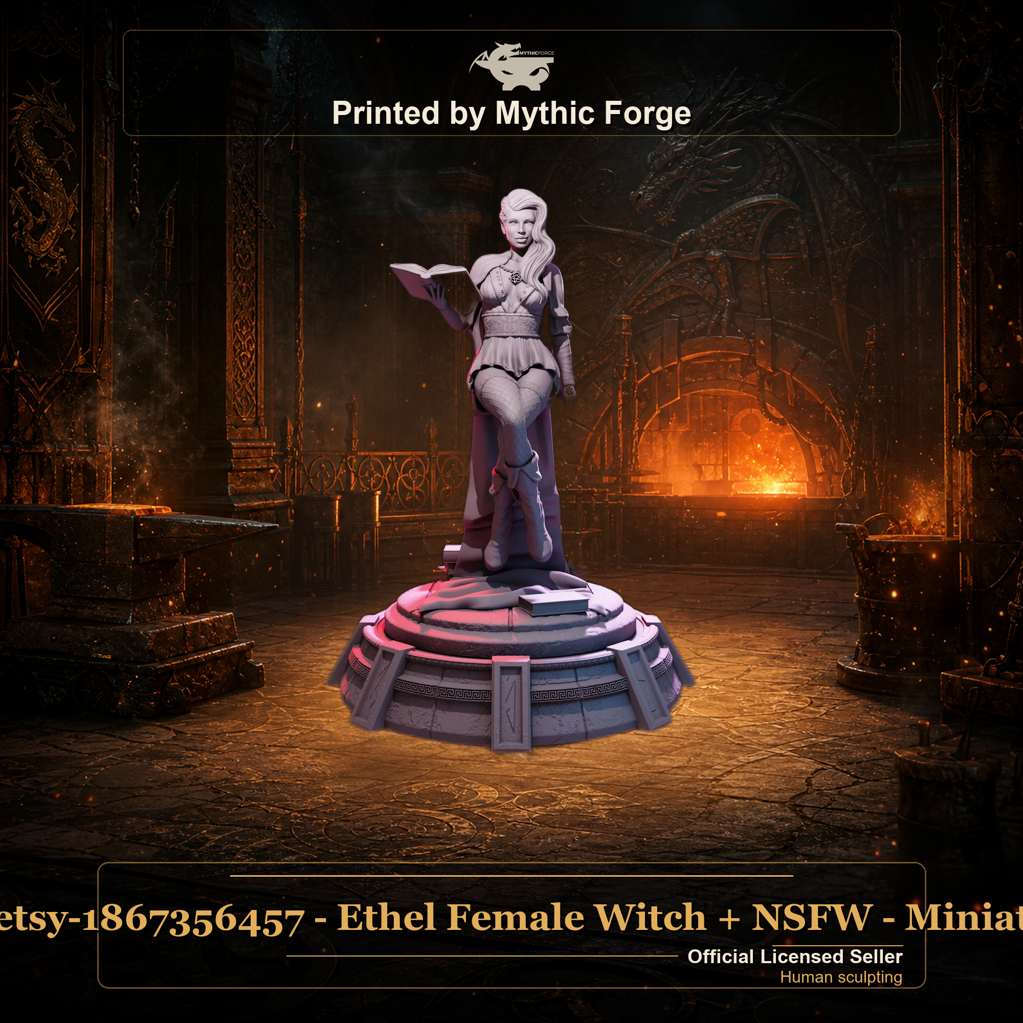 Ethel Female Witch Miniature + NSFW printed by Mythic Forge
