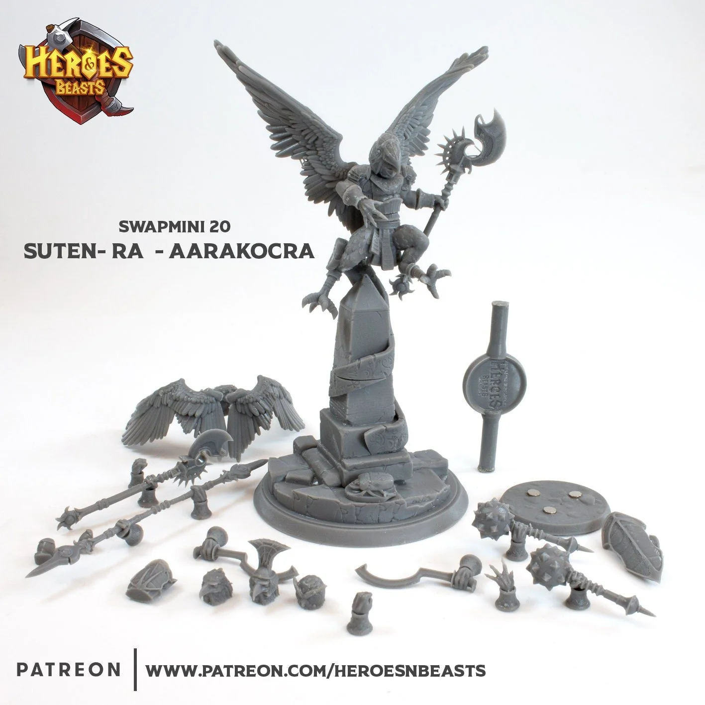 Modular RPG - Swapmini Aarakocra - Suten Ra - Bundle modular miniature printed by Mythic Forge