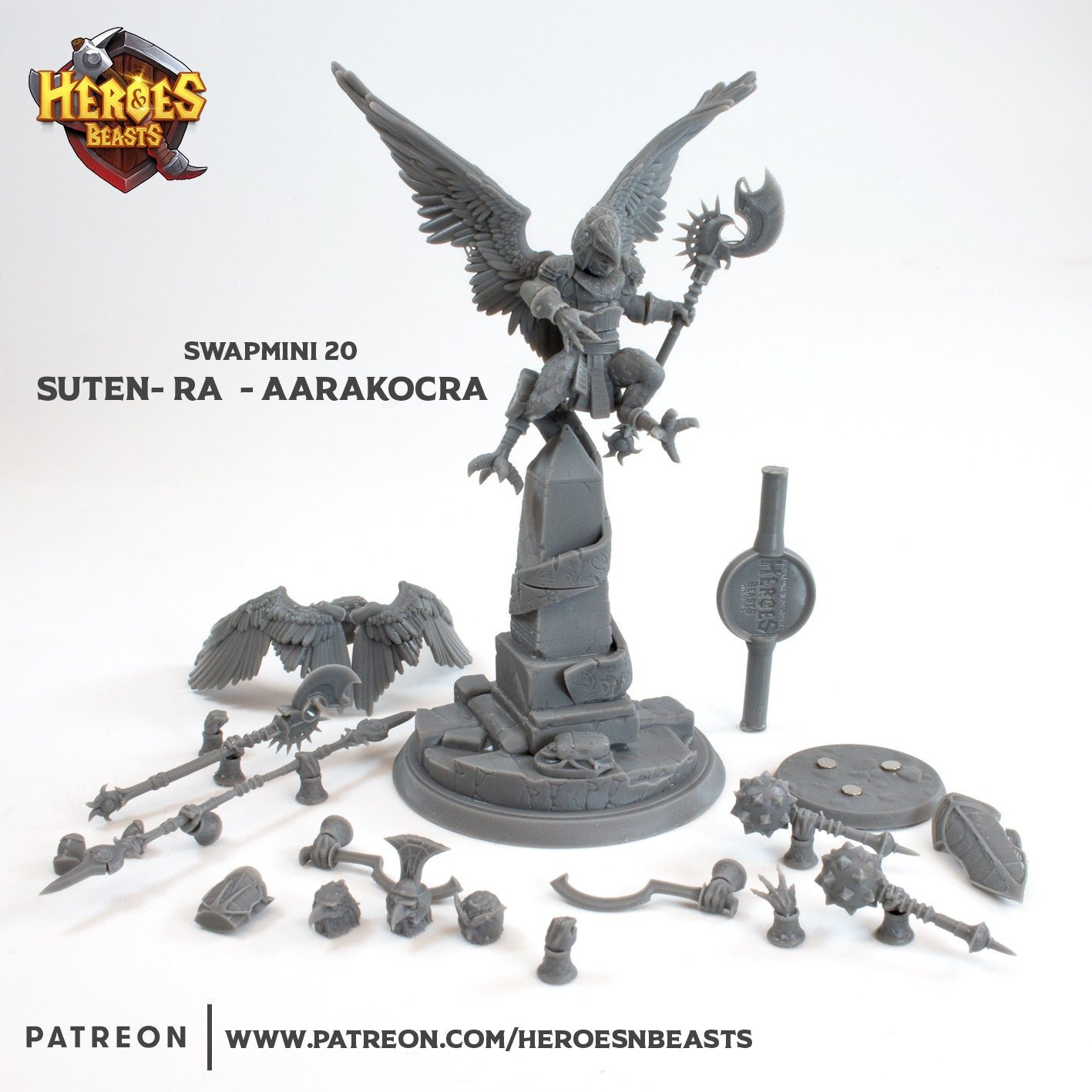 Modular RPG - Swapmini Aarakocra - Suten Ra - Bundle modular miniature printed by Mythic Forge