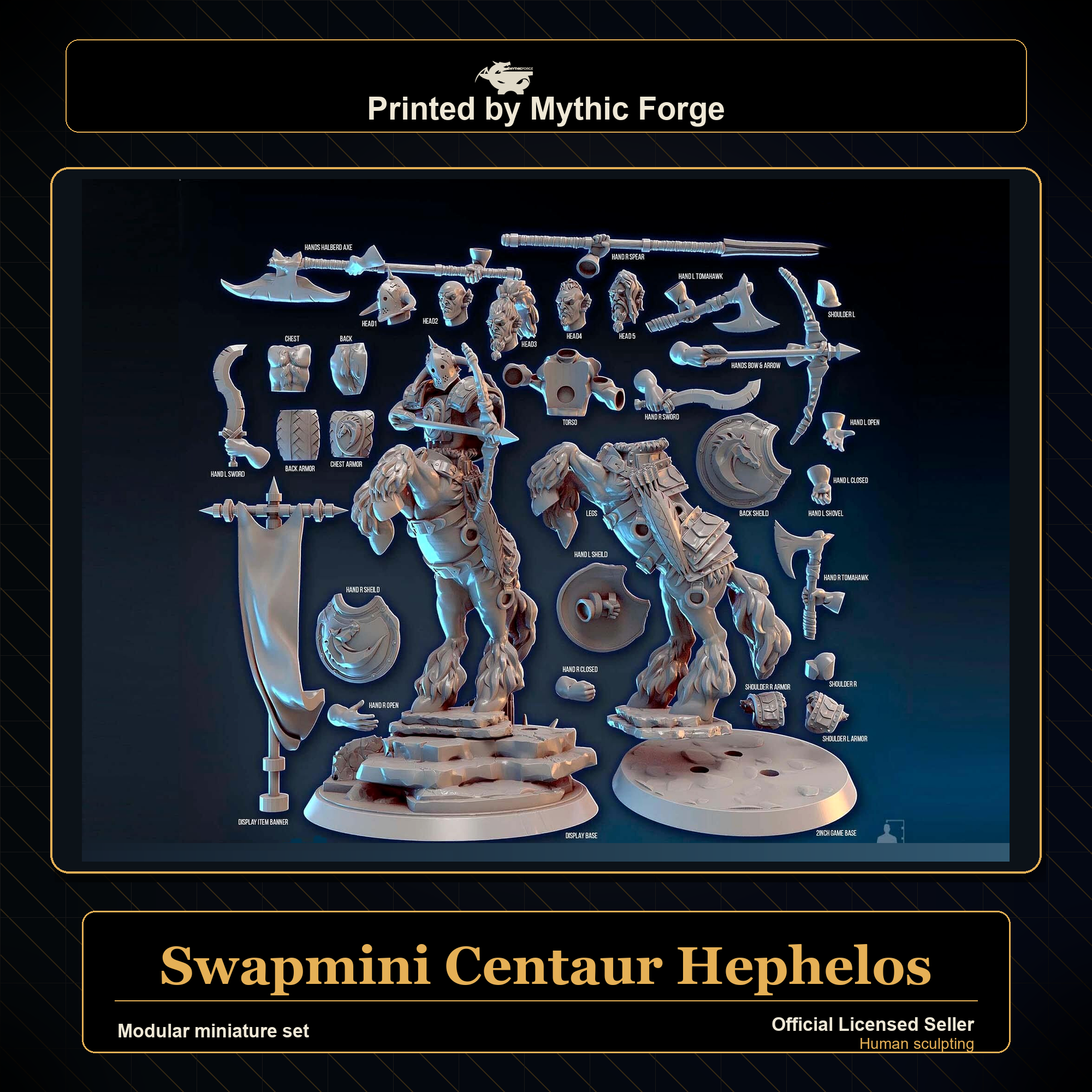 Modular RPG - Swapmini Centaur - Hephelos - Bundle modular miniature printed by Mythic Forge