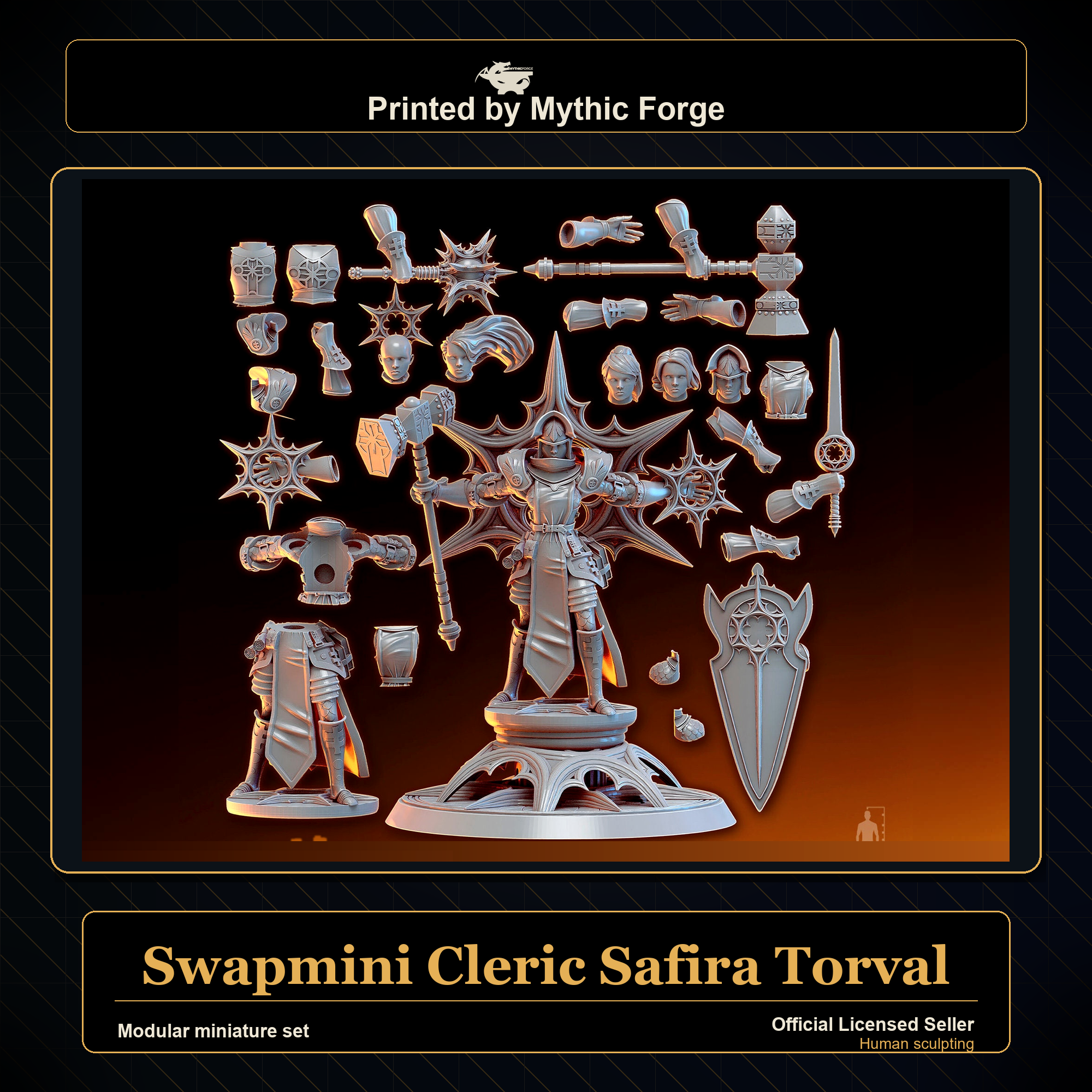 Modular RPG - Swapmini Cleric - Safira Torval - Bundle modular miniature printed by Mythic Forge