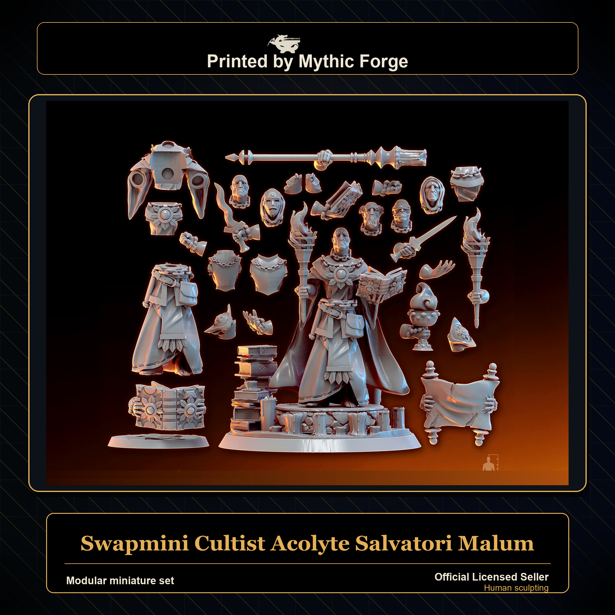 Modular RPG - Swapmini Cultist Acolyte - Salvatori Malum - Bundle modular miniature printed by Mythic Forge
