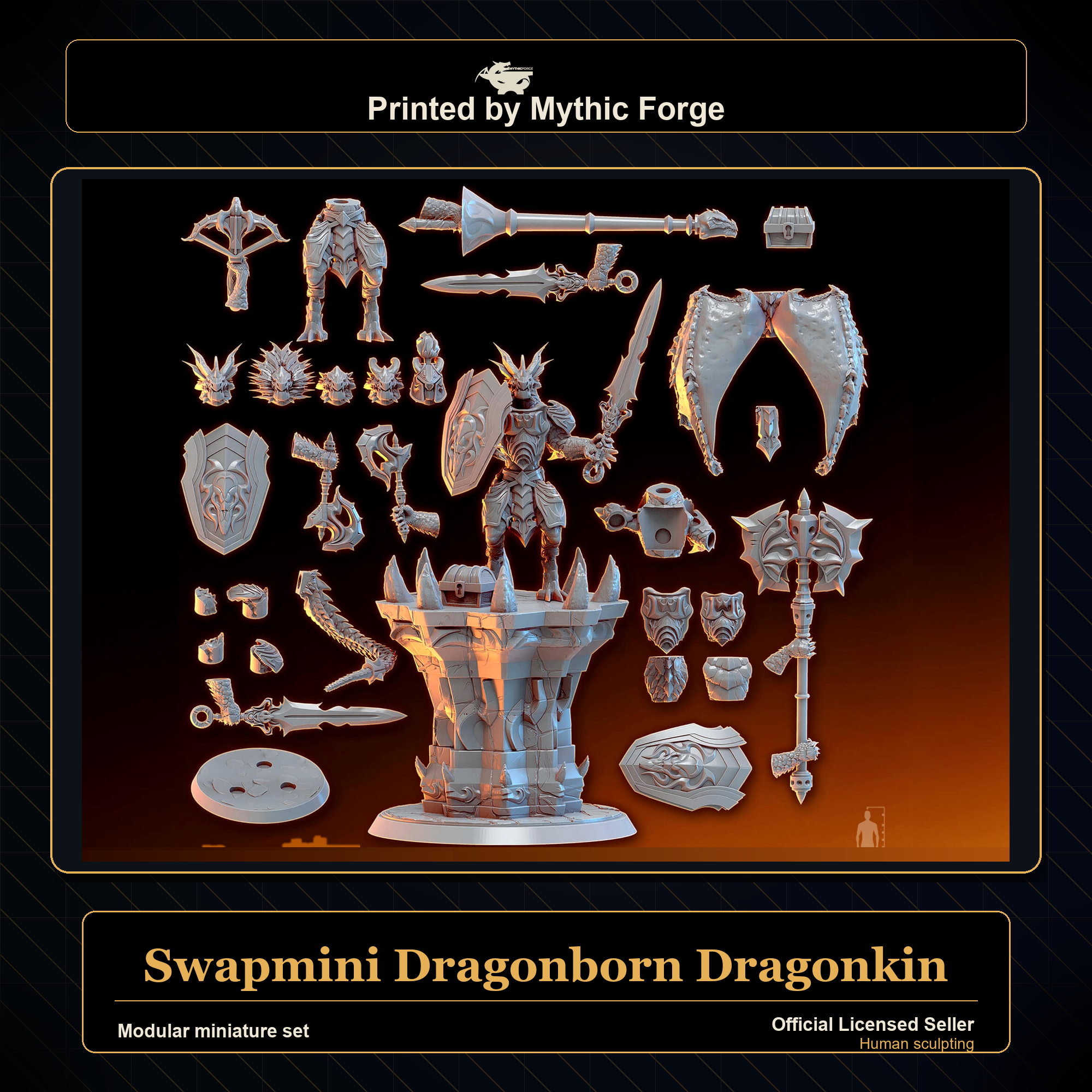 Modular RPG - Swapmini Dragonborn Dragonkin - Bundle modular miniature printed by Mythic Forge