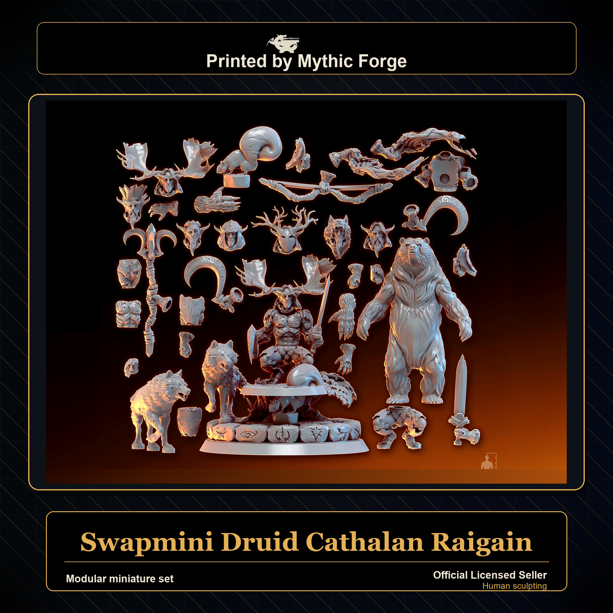 Modular RPG - Swapmini Druid - Cathalan Raigain - Bundle modular miniature printed by Mythic Forge