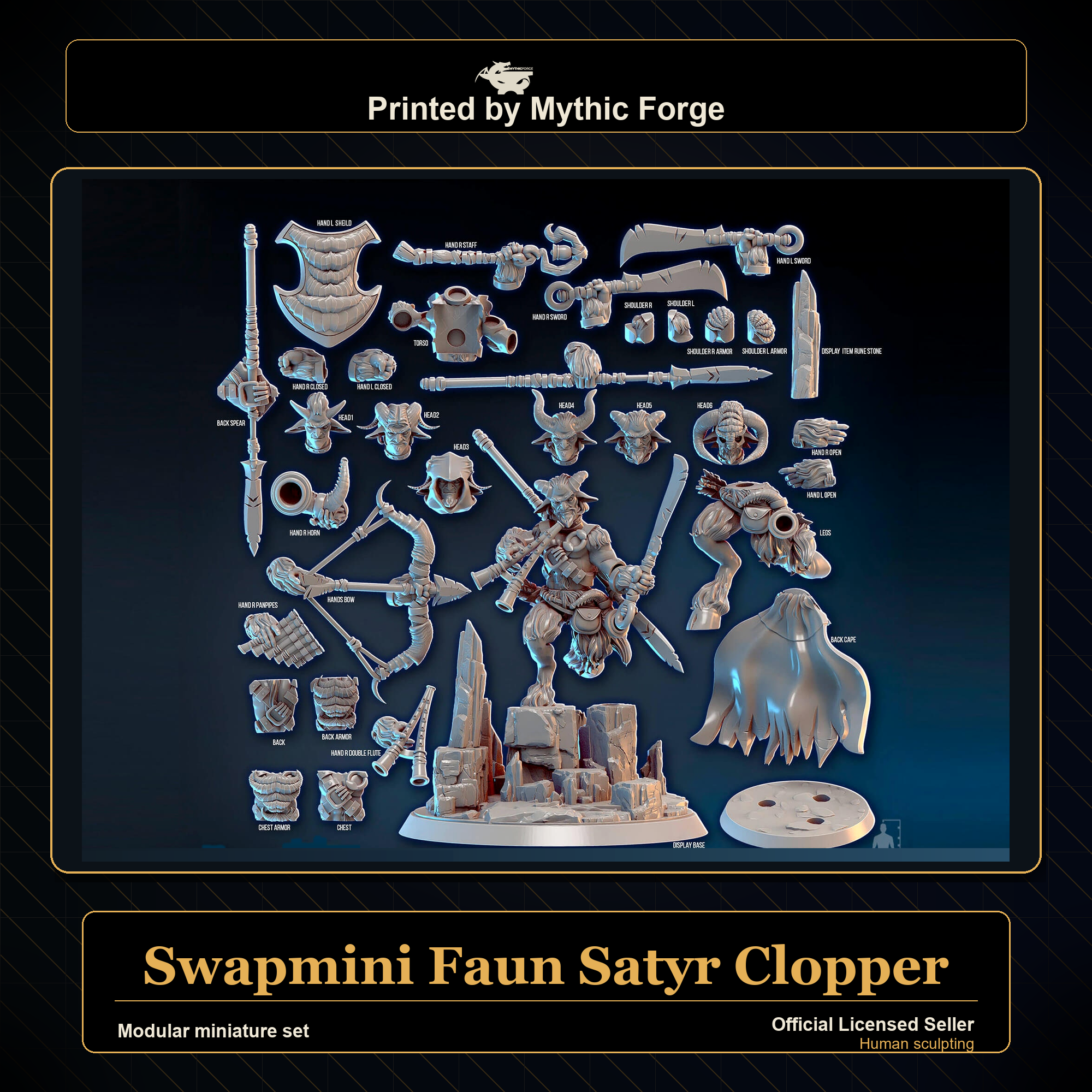 Modular RPG - Swapmini Faun Satyr - Clopper - Bundle modular miniature printed by Mythic Forge