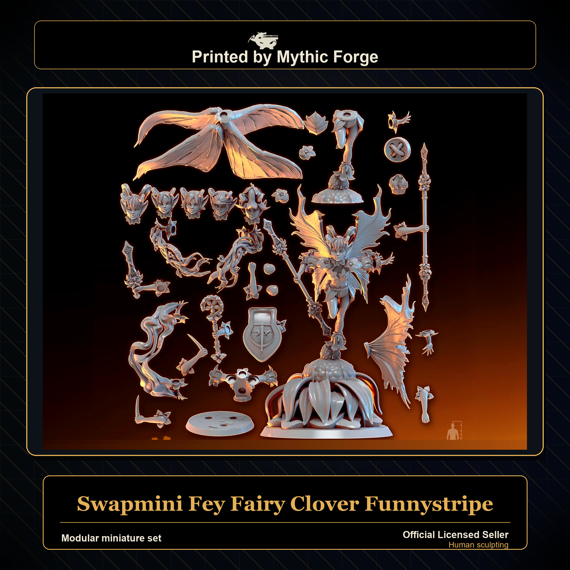 Modular RPG - Swapmini Fey Fairy - Clover Funnystripe - Bundle modular miniature printed by Mythic Forge