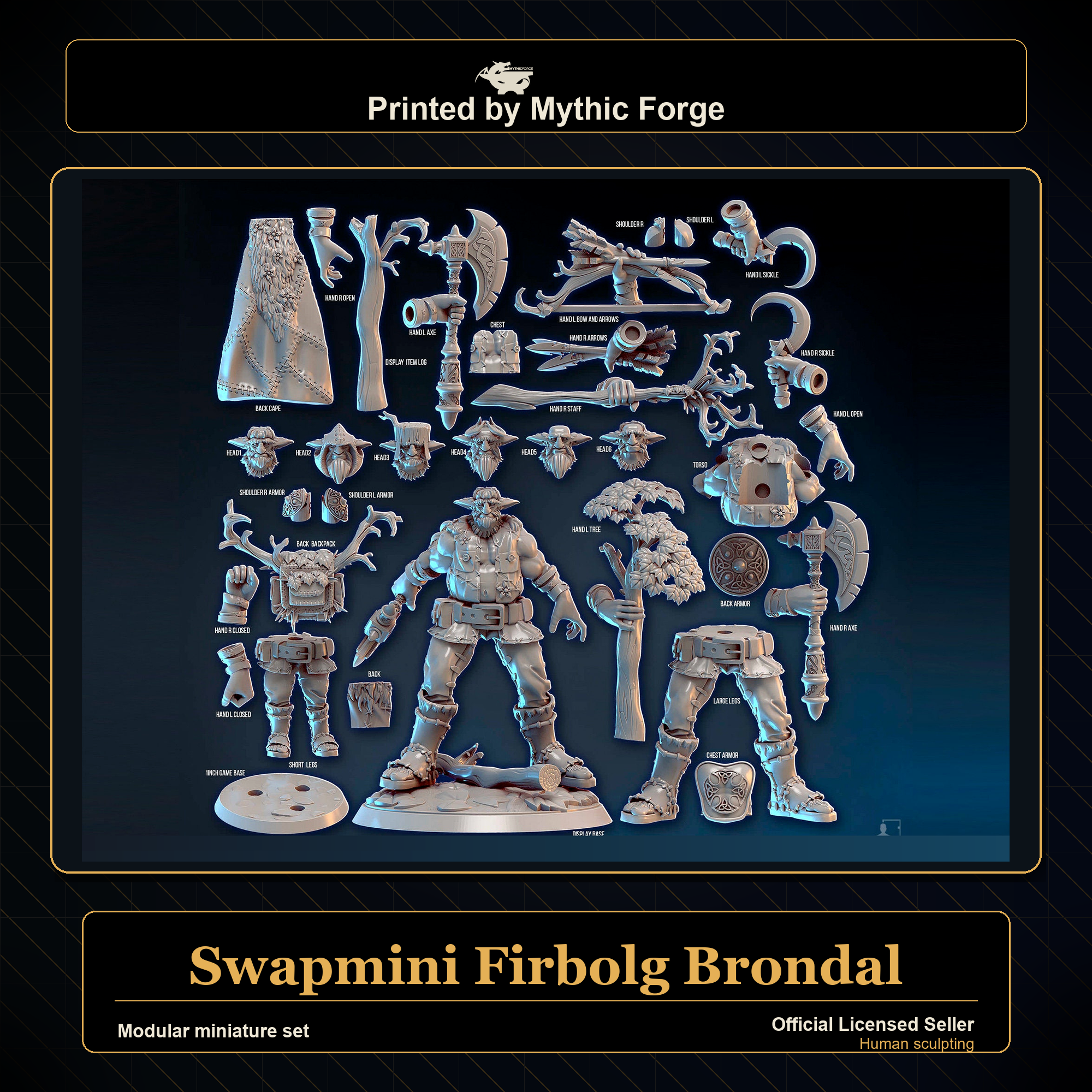 Modular RPG - Swapmini Firbolg - Brondal - Bundle modular miniature printed by Mythic Forge