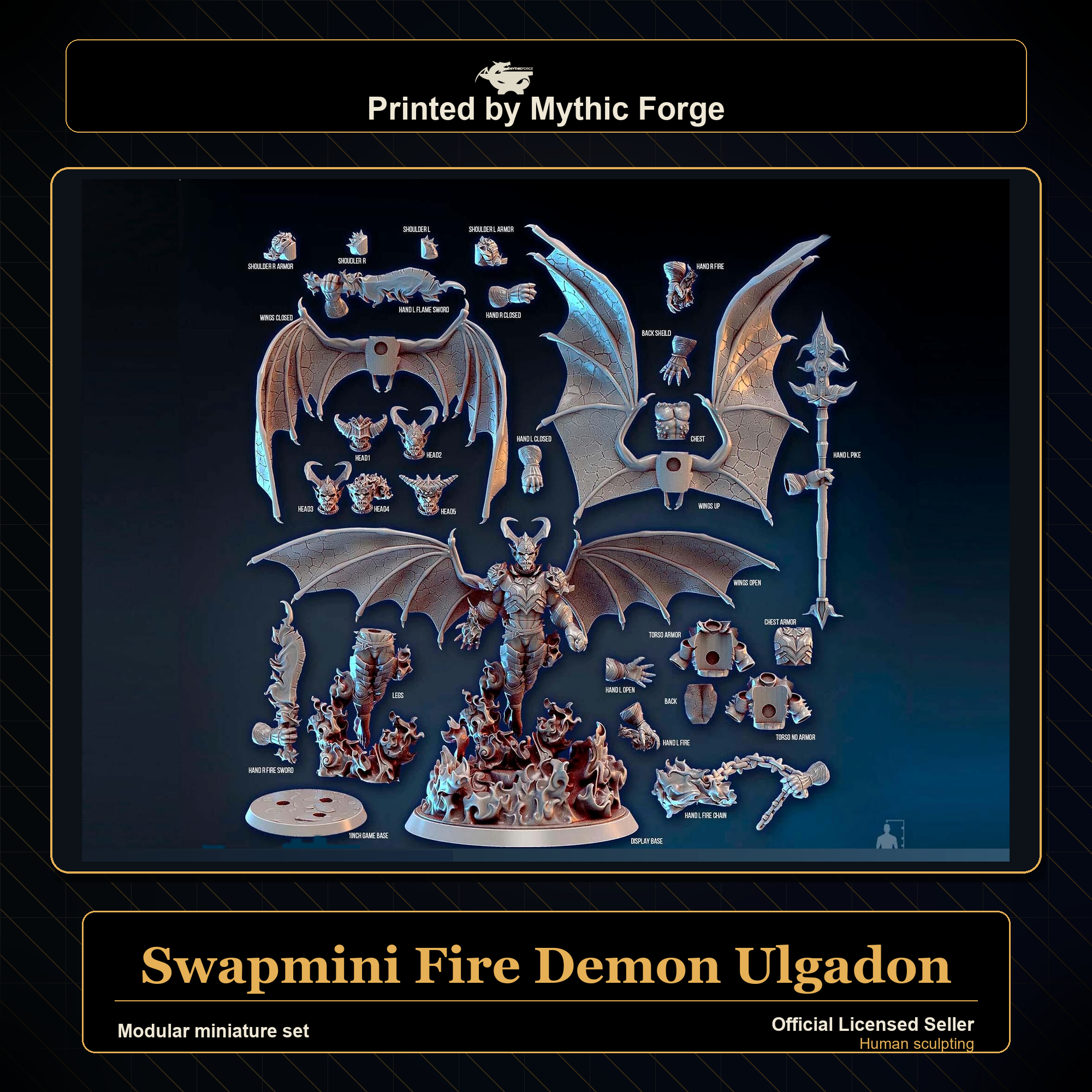 Modular RPG - Swapmini Fire Demon - Ulgadon - Bundle modular miniature printed by Mythic Forge