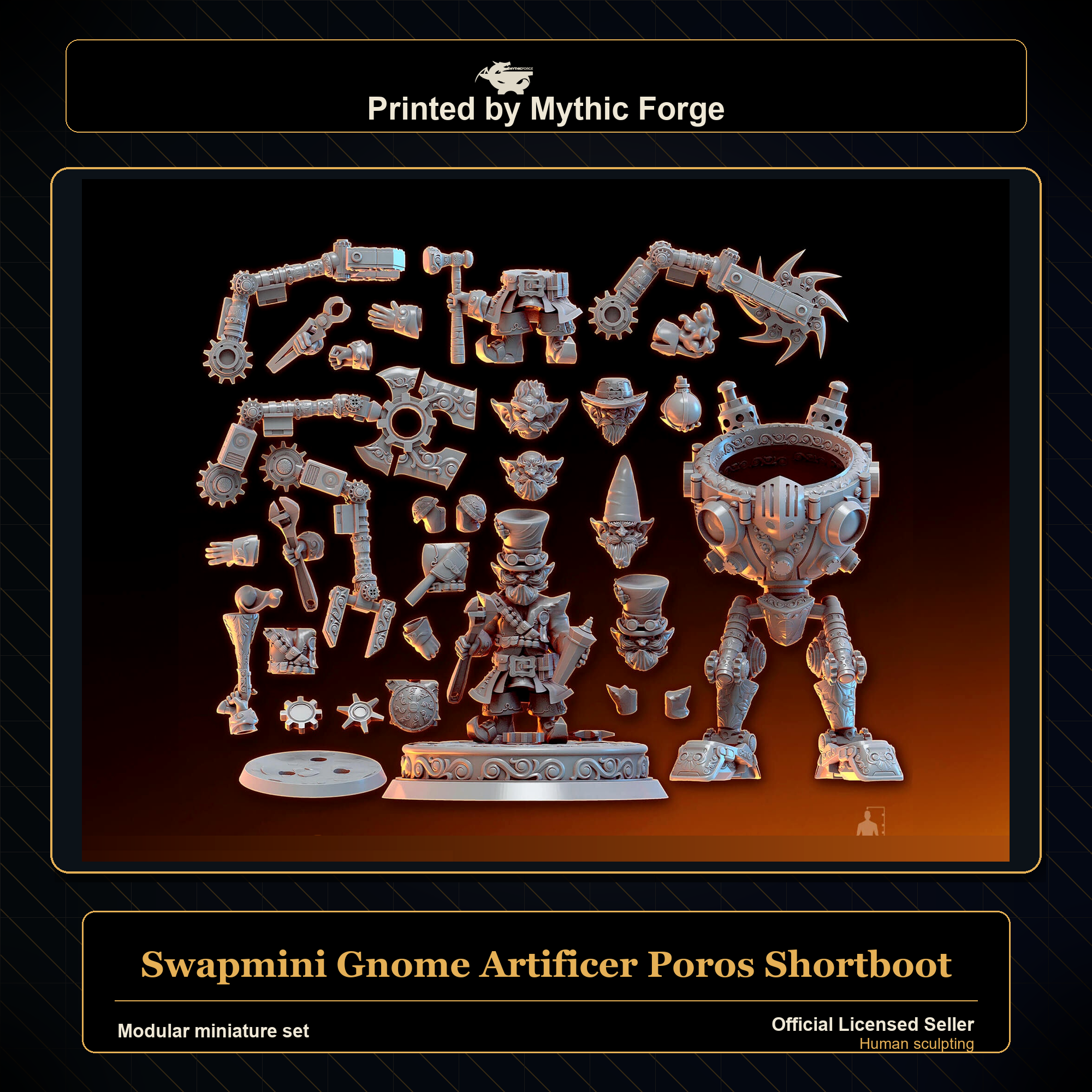 Modular RPG - Swapmini Gnome Artificer - Poros Shortboot - Bundle modular miniature printed by Mythic Forge