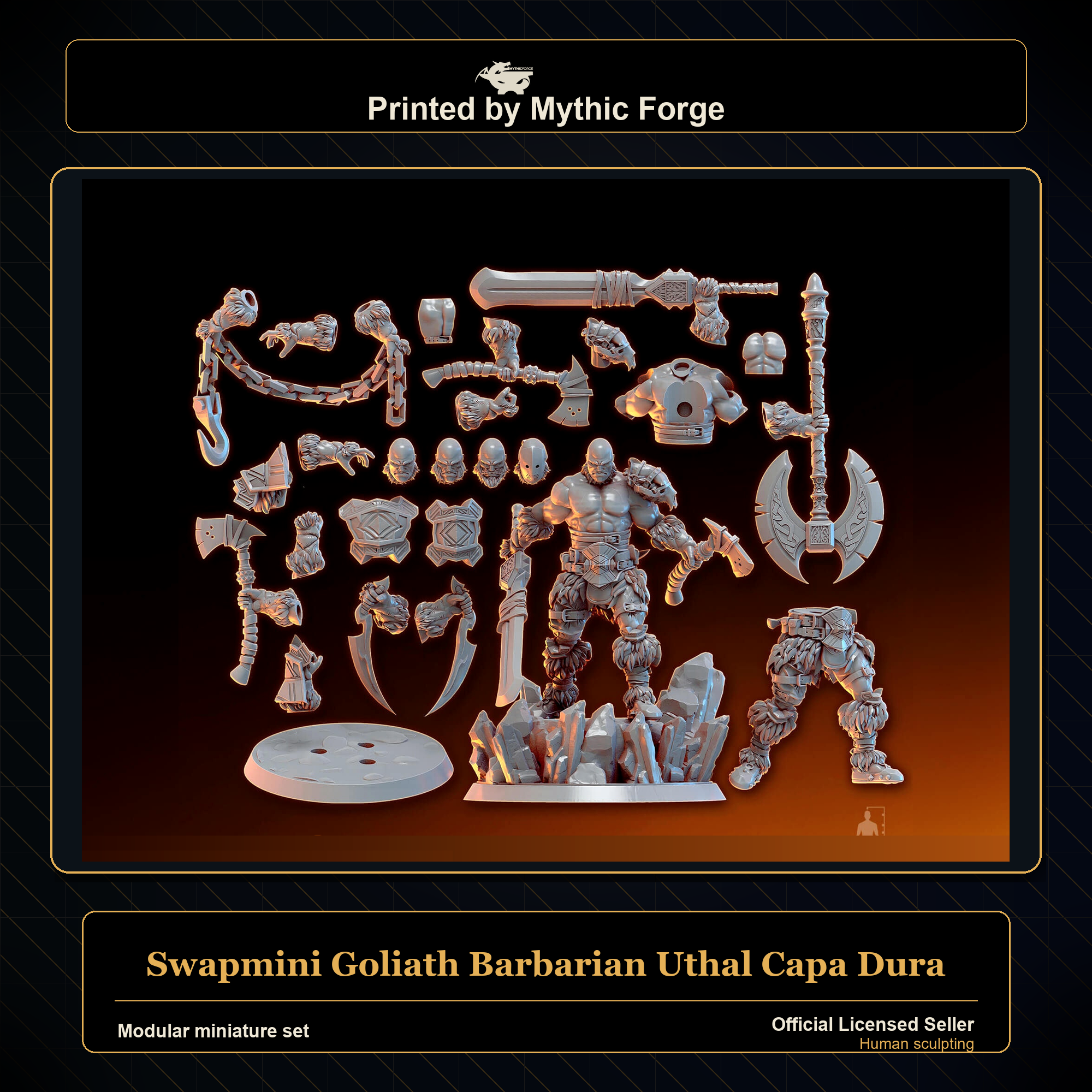 Modular RPG - Swapmini Goliath Barbarian - Uthal Capa Dura - Bundle modular miniature printed by Mythic Forge