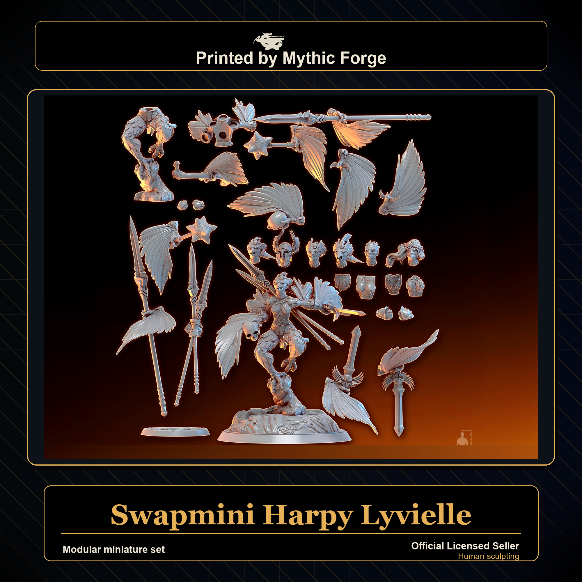 Modular RPG - Swapmini Harpy - Lyvielle - Bundle modular miniature printed by Mythic Forge