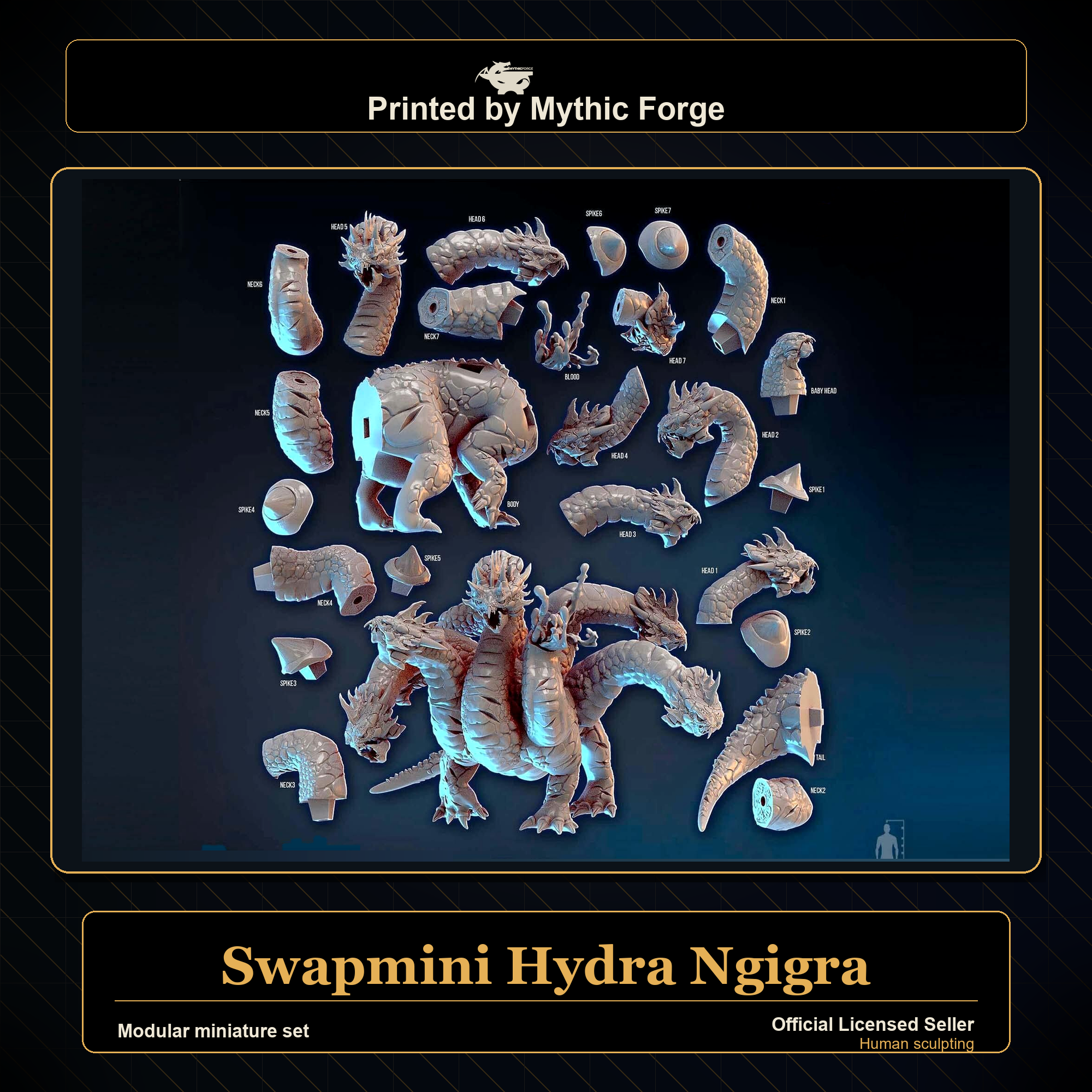 Modular RPG - Swapmini Hydra - Ngigra - Bundle modular miniature printed by Mythic Forge