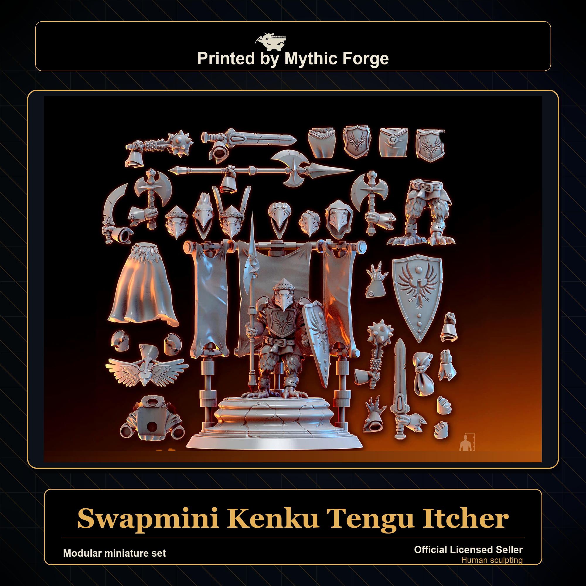 Modular RPG - Swapmini Kenku Tengu - Itcher - Bundle modular miniature printed by Mythic Forge