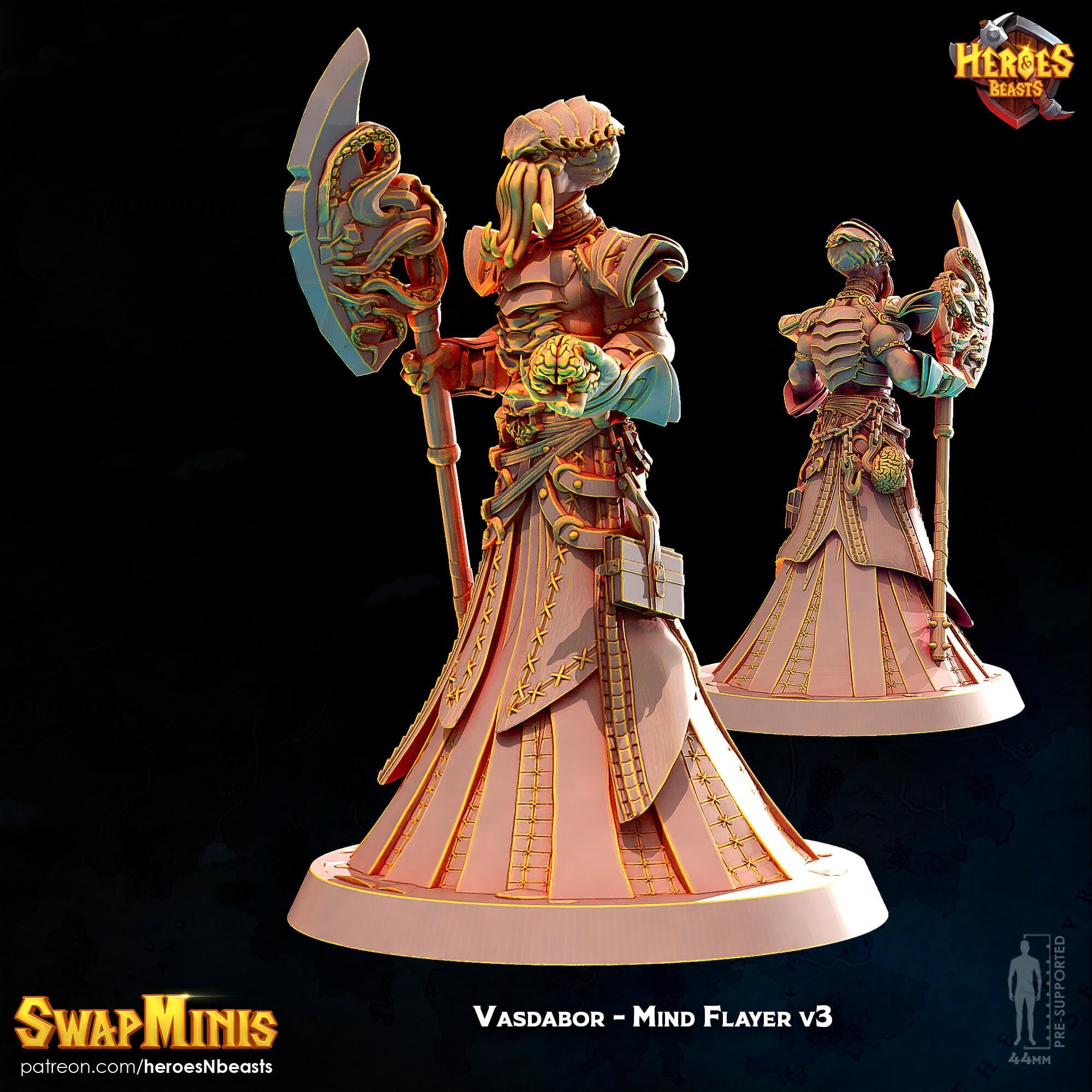Modular RPG - Swapmini Mind Flayer - Vasdabor - Bundle modular miniature printed by Mythic Forge