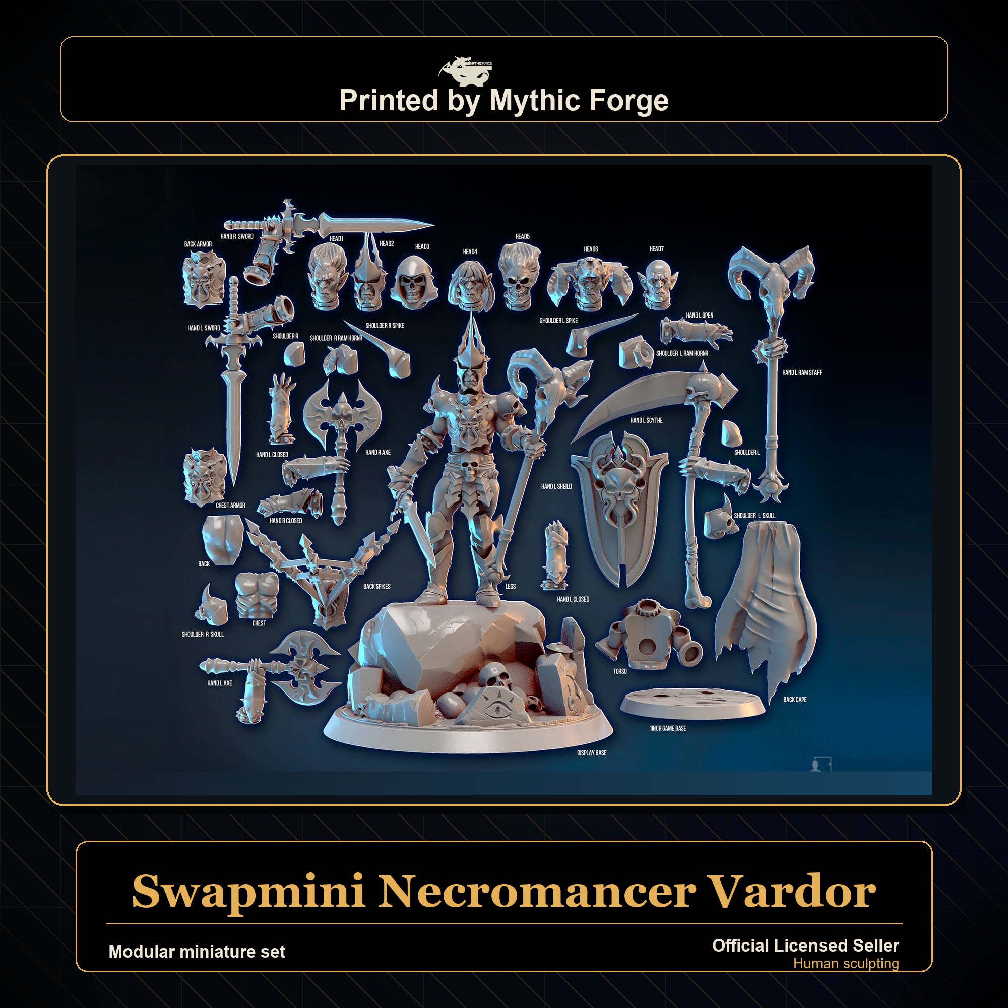 Modular RPG - Swapmini Necromancer - Vardor - Bundle modular miniature printed by Mythic Forge