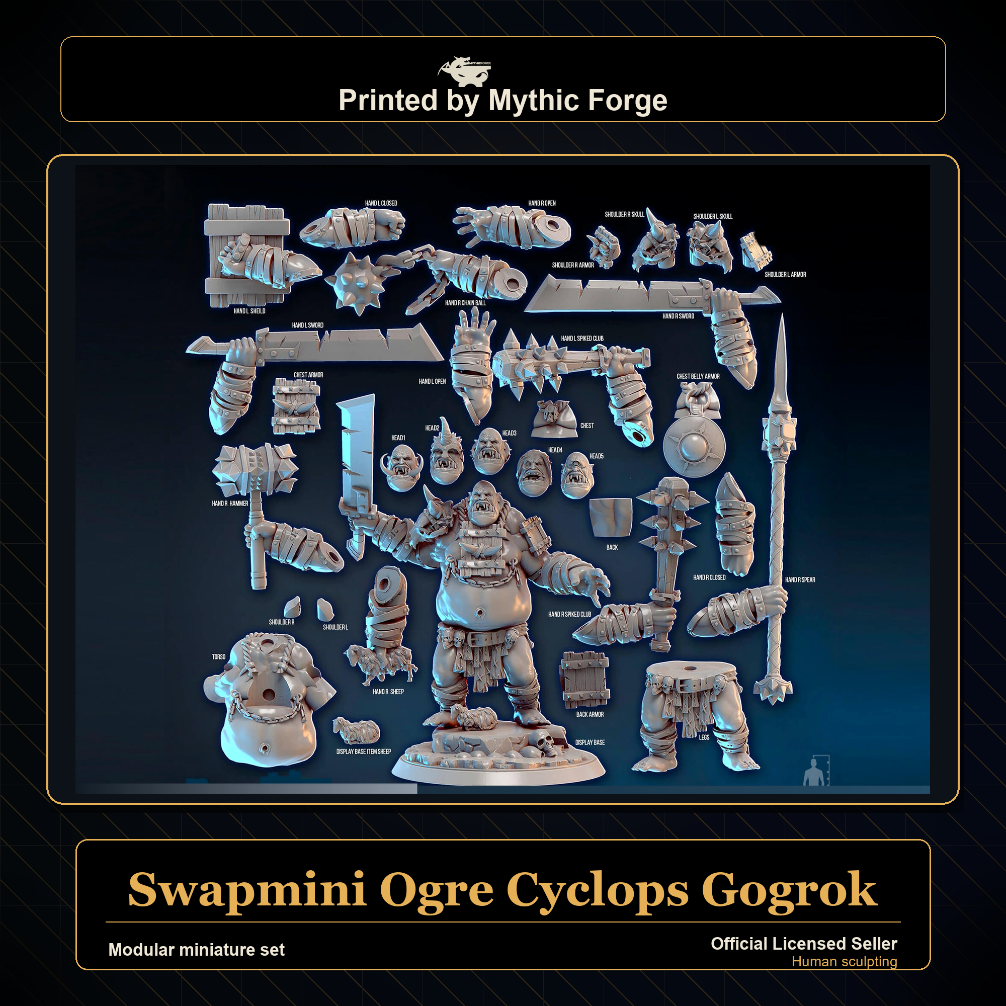 Modular RPG - Swapmini Ogre Cyclops - Gogrok - Bundle modular miniature printed by Mythic Forge