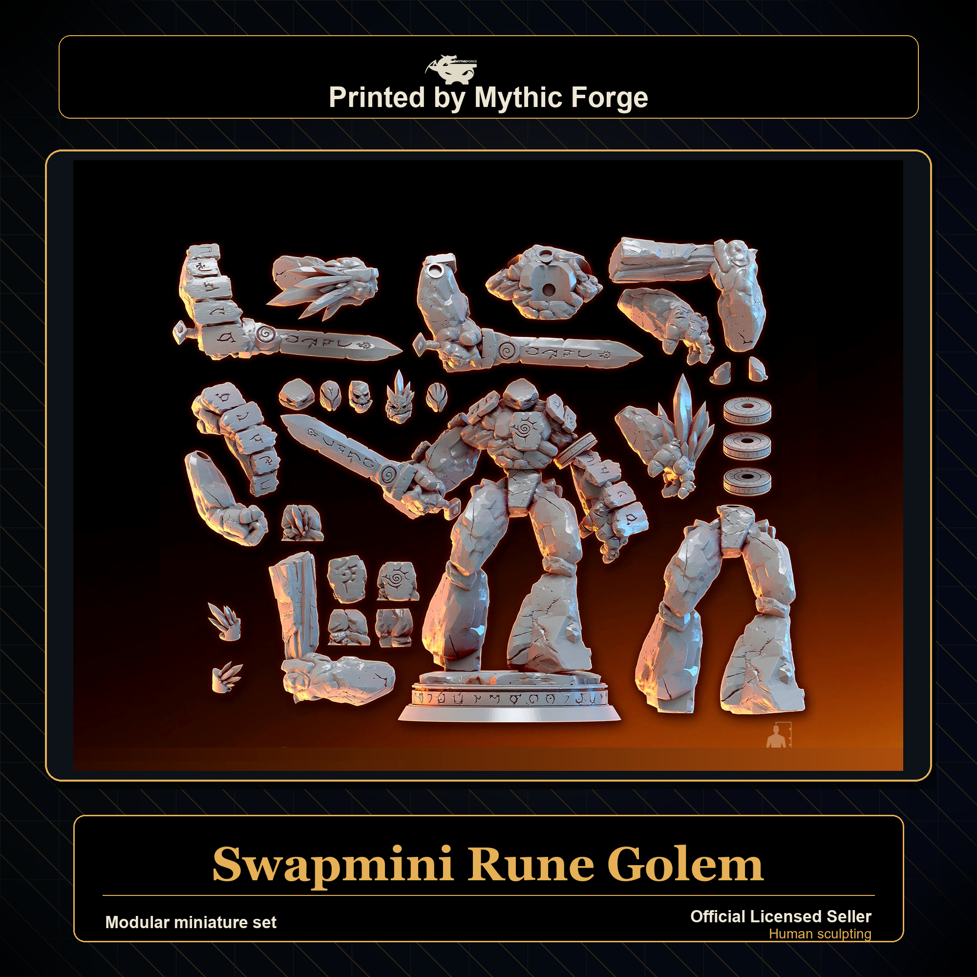 Modular RPG - Swapmini Rune Golem - Bundle modular miniature printed by Mythic Forge