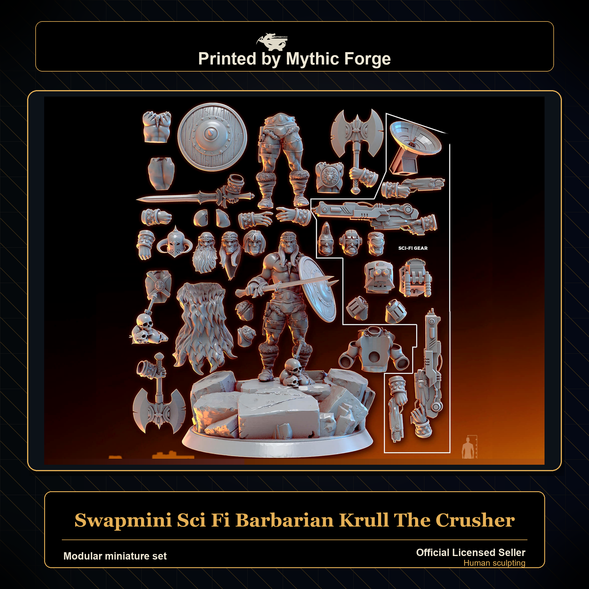 Modular RPG - Swapmini Sci Fi Barbarian - Krull The Crusher - Bundle modular miniature printed by Mythic Forge