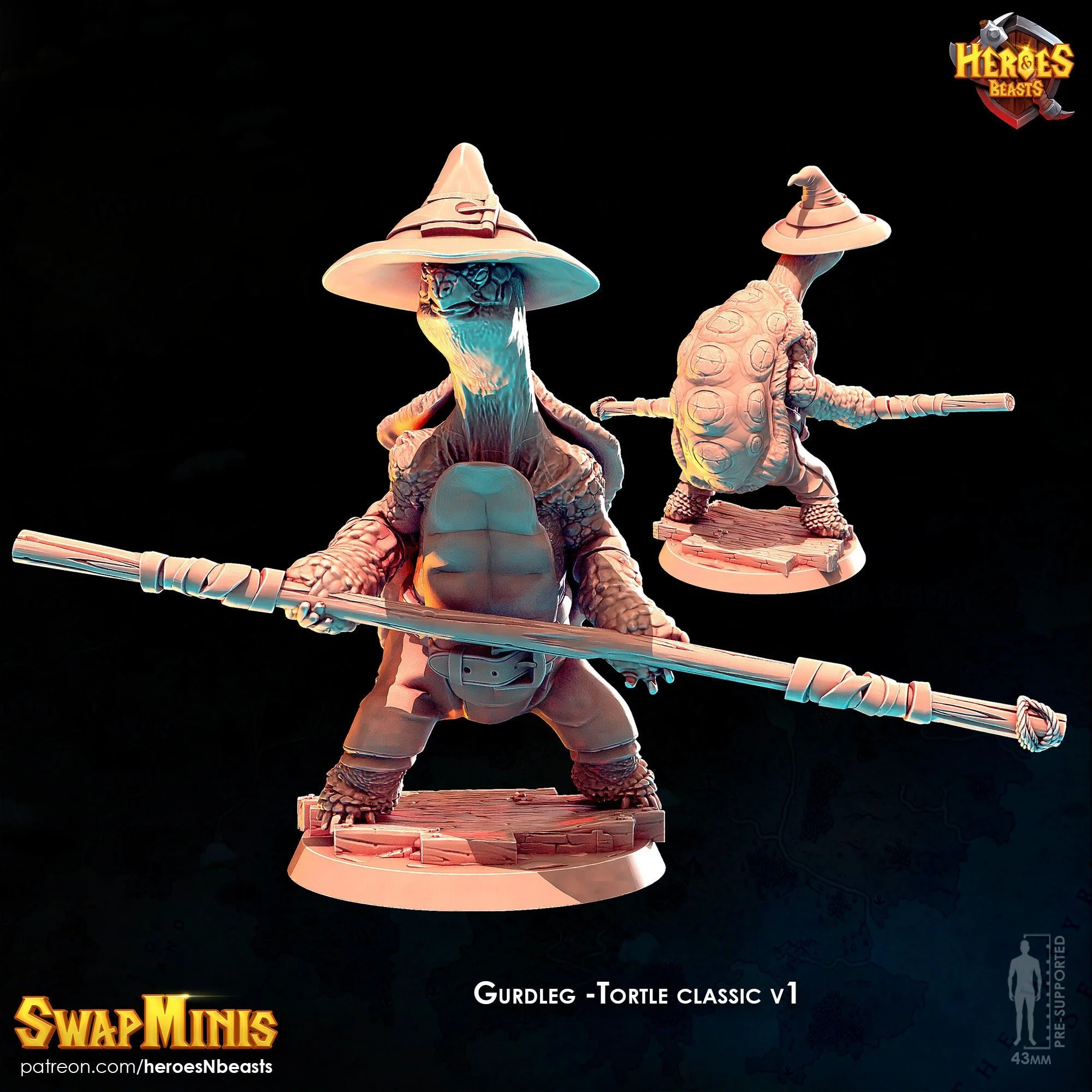 Modular RPG - Swapmini Tortle Merchant - Gurdleg - Bundle modular miniature printed by Mythic Forge