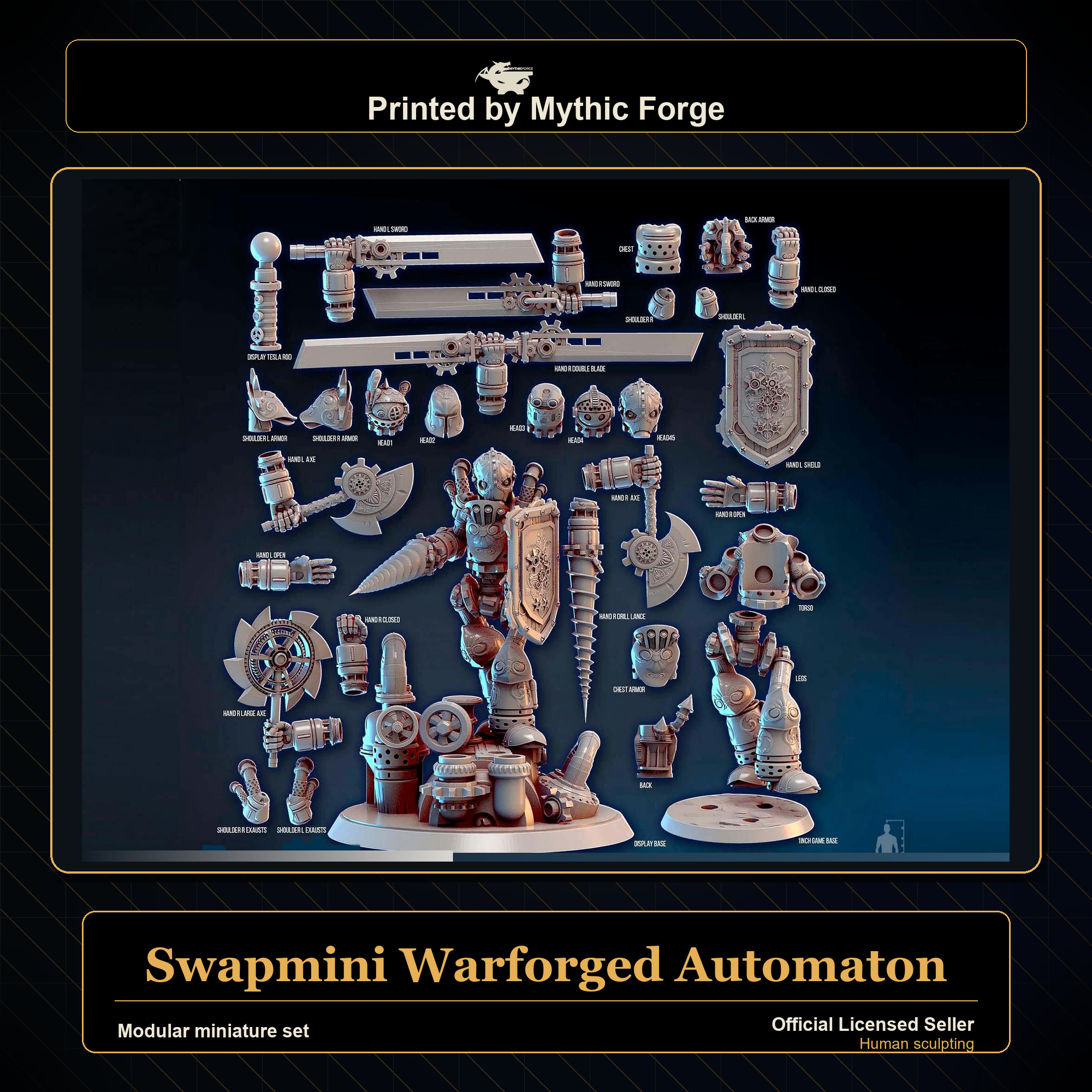 Modular RPG - Swapmini Warforged Automaton - Bundle modular miniature printed by Mythic Forge