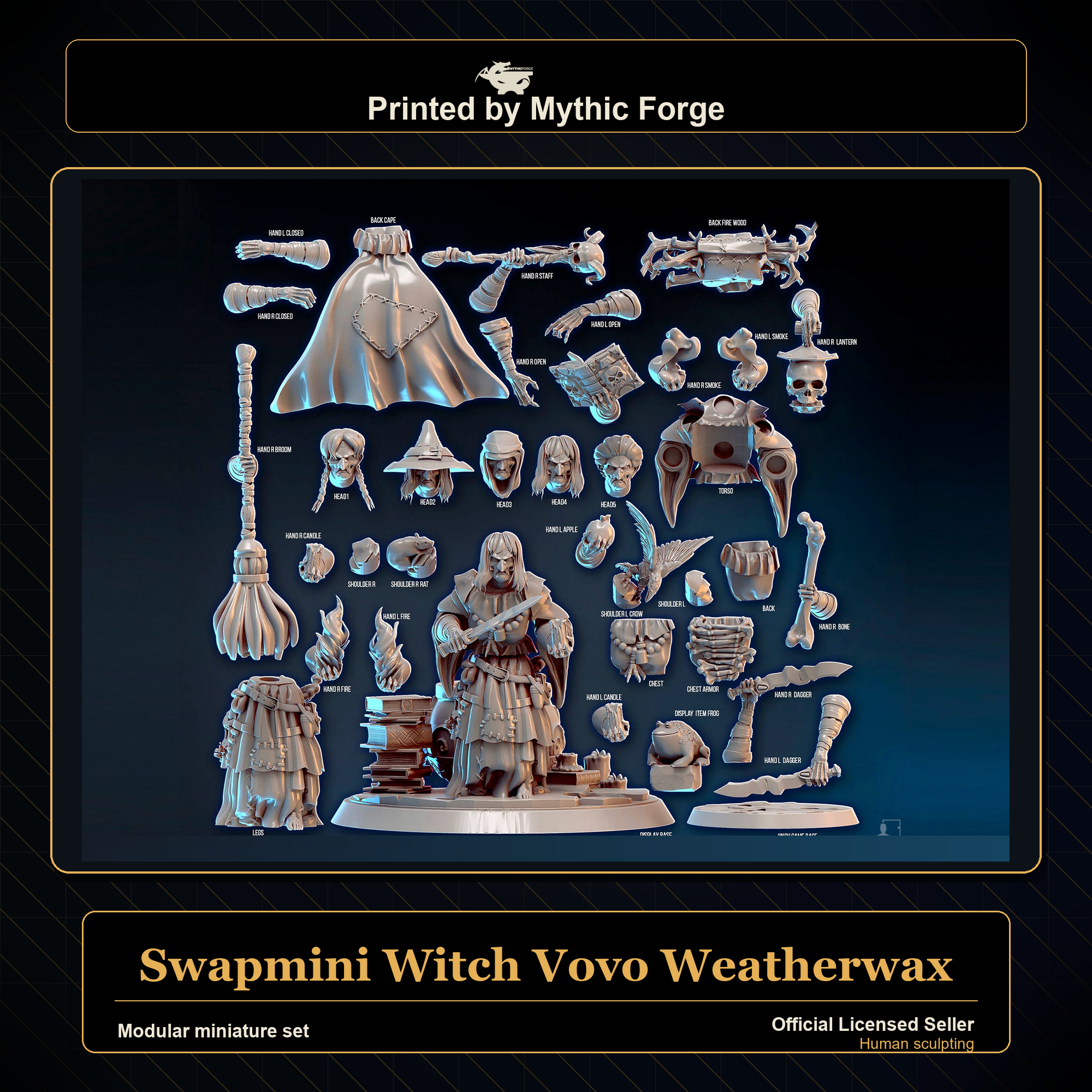 Modular RPG - Swapmini Witch - Vovo Weatherwax - Bundle modular miniature printed by Mythic Forge
