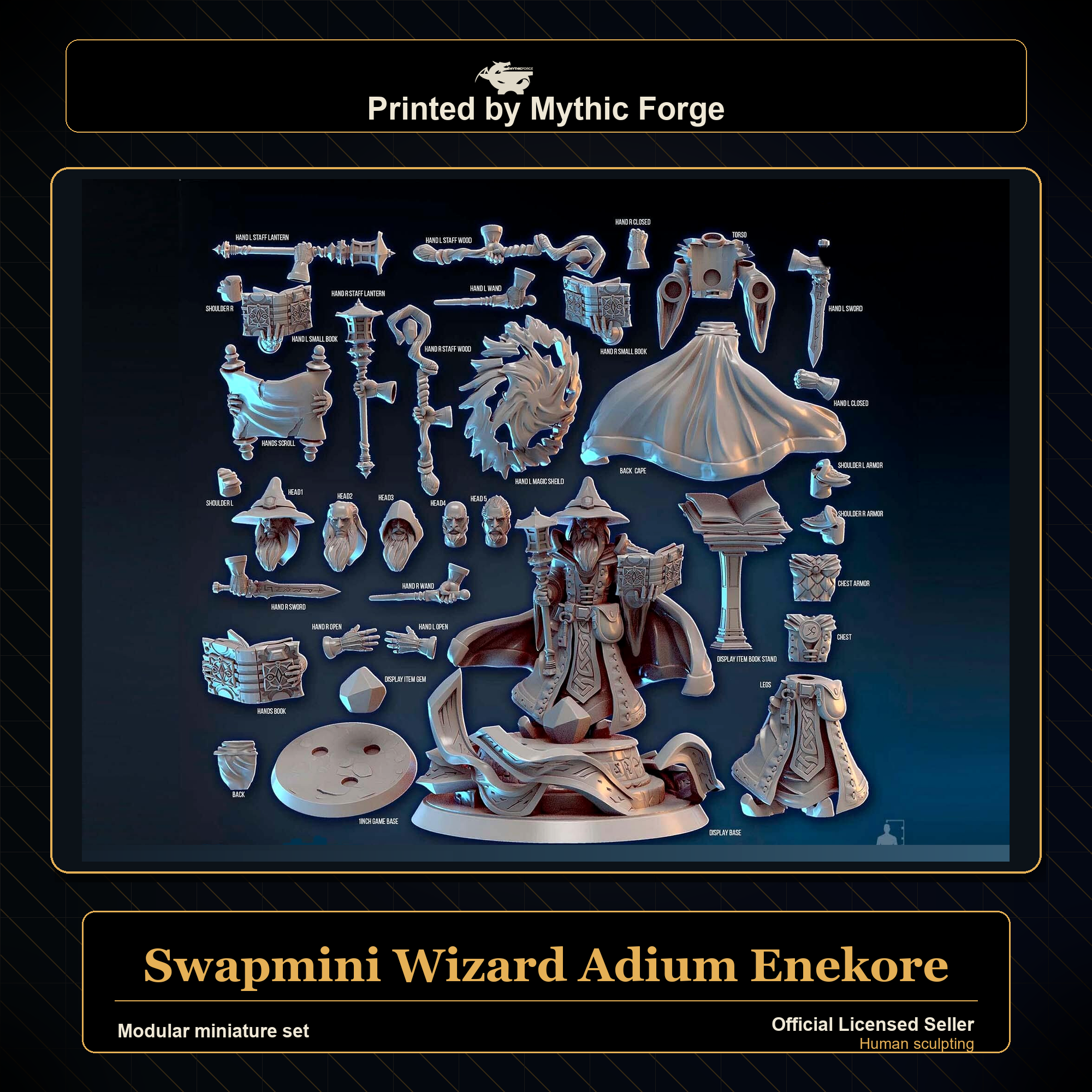 Modular RPG - Swapmini Wizard - Adium Enekore - Bundle modular miniature printed by Mythic Forge