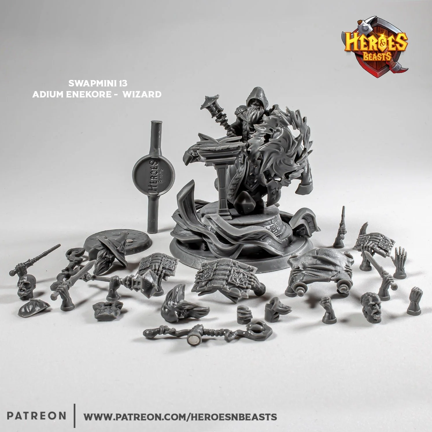 Modular RPG - Swapmini Wizard - Adium Enekore - Bundle modular miniature printed by Mythic Forge
