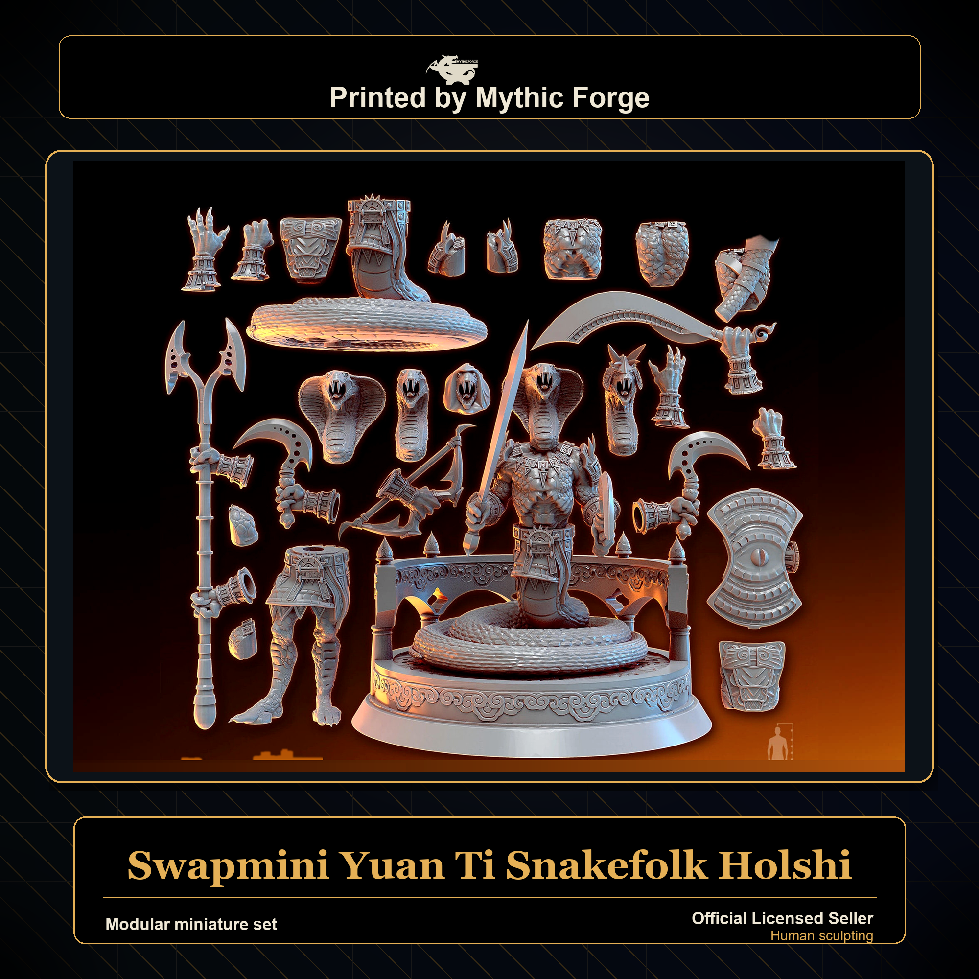 Modular RPG - Swapmini Yuan Ti Snakefolk - Holshi - Bundle modular miniature printed by Mythic Forge