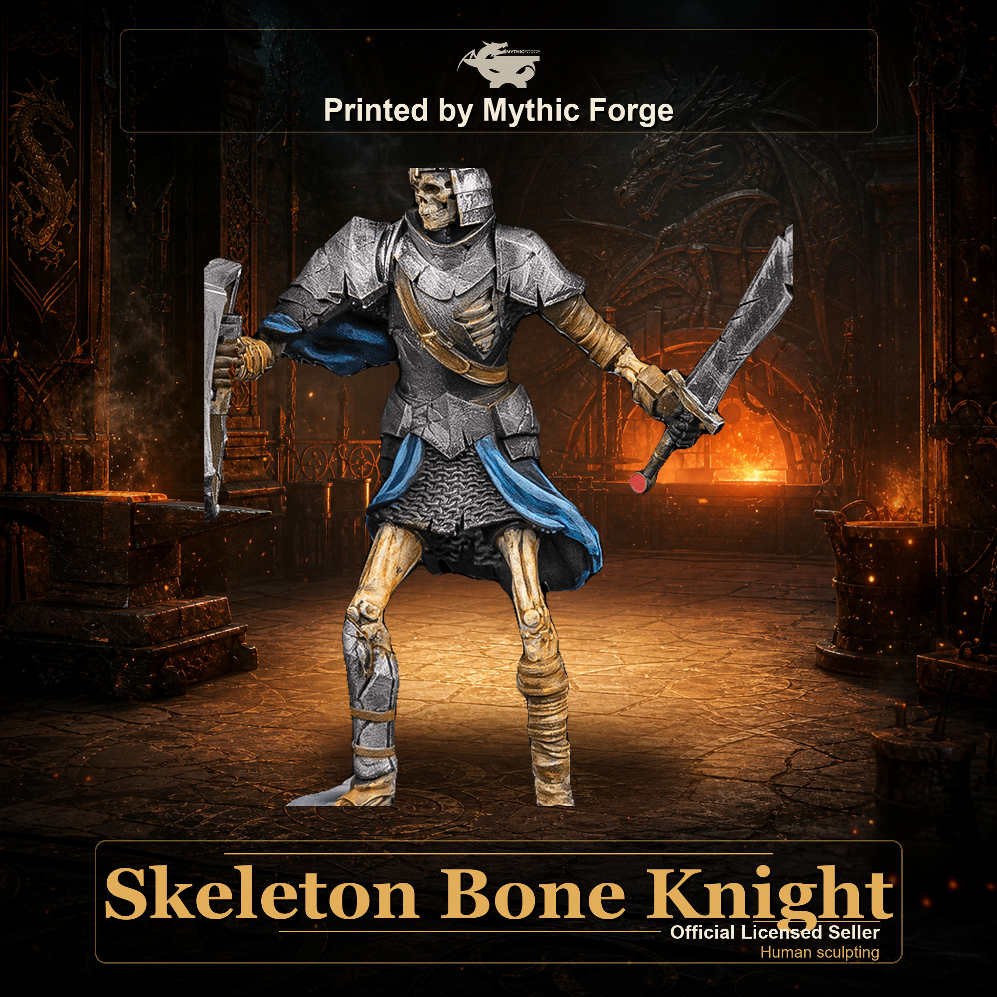 Skeleton Bone Knight printed by Mythic Forge