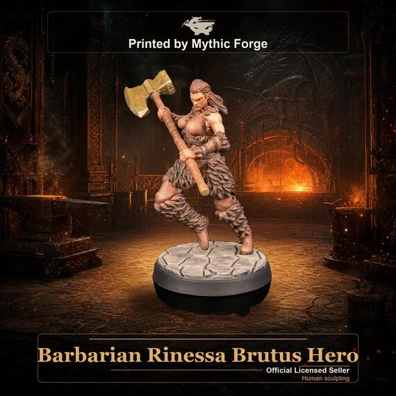 Barbarian Rinessa Brutus Hero printed by Mythic Forge