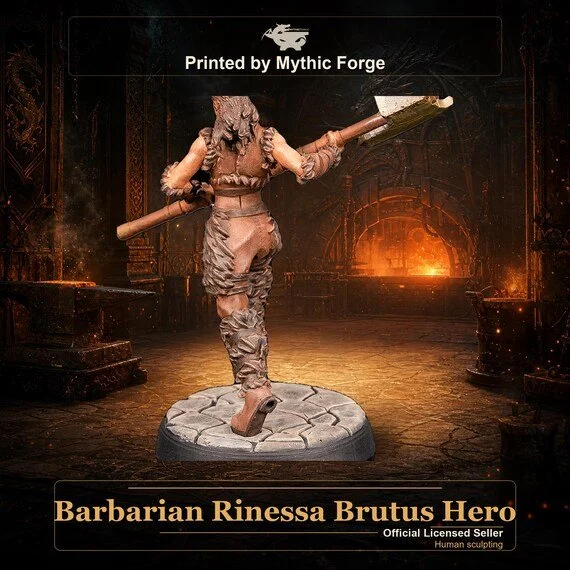 Barbarian Rinessa Brutus Hero printed by Mythic Forge