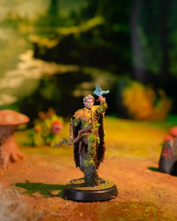 Druid Aelarion Leafheart Hero printed by Mythic Forge, tabletop RPG miniature