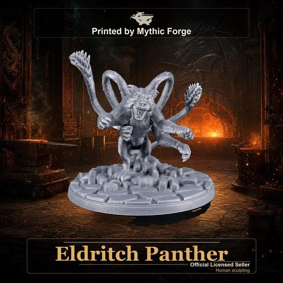 Eldritch Panther printed by Mythic Forge, tabletop RPG miniature