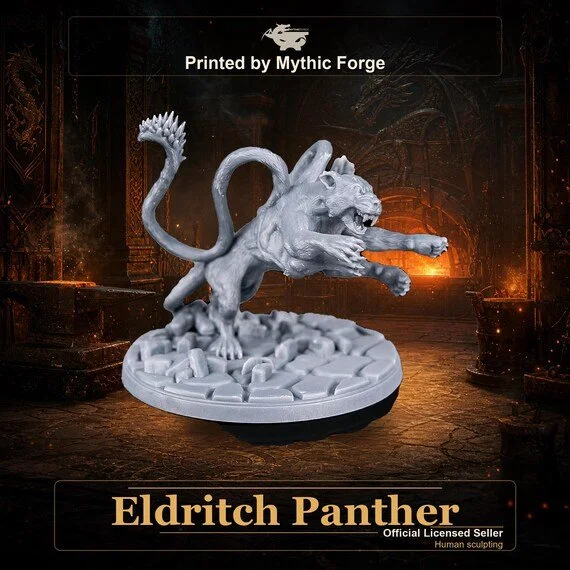 Eldritch Panther printed by Mythic Forge, tabletop RPG miniature